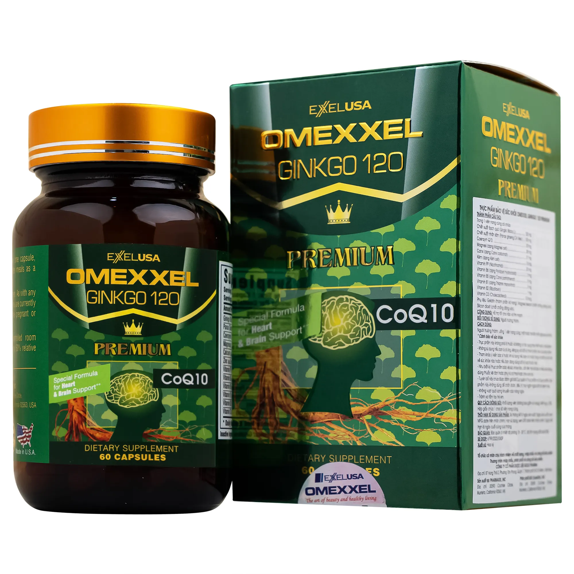 VIÊN UỐNG BỔ NÃO GINKGO 120 PREMIUM OMEXXEL 60V