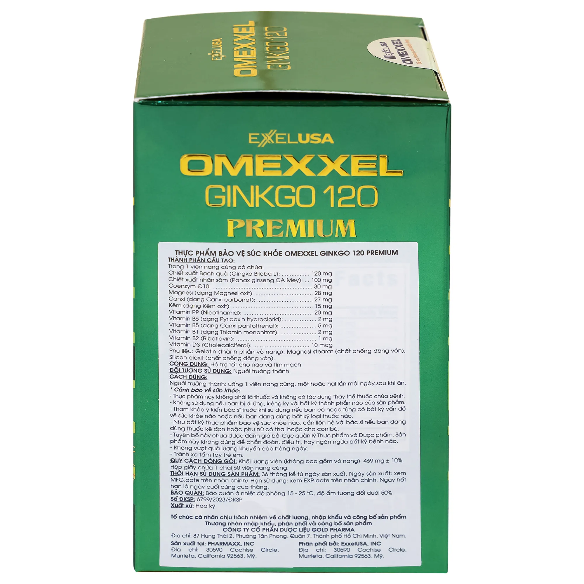 VIÊN UỐNG BỔ NÃO GINKGO 120 PREMIUM OMEXXEL 60V 10