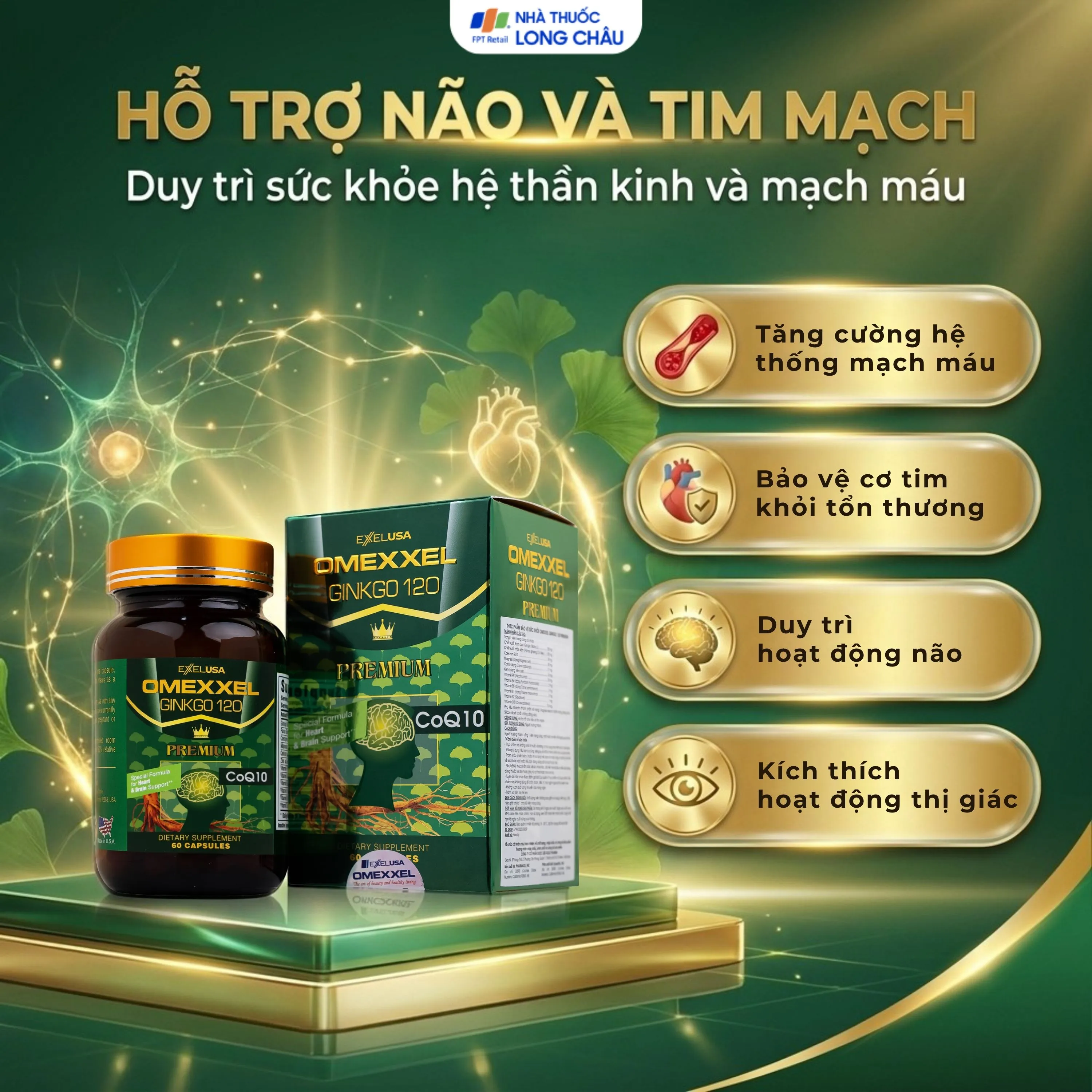 VIÊN UỐNG BỔ NÃO GINKGO 120 PREMIUM OMEXXEL 60V 3