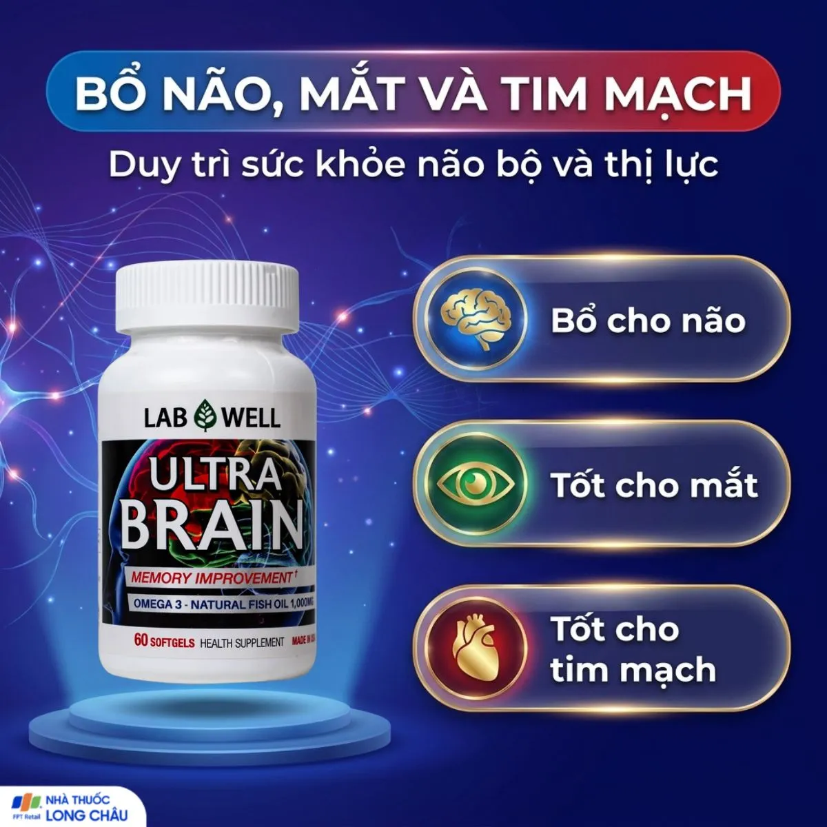 VIÊN UỐNG BỔ NÃO LAB WELL ULTRA BRAIN 60V 3