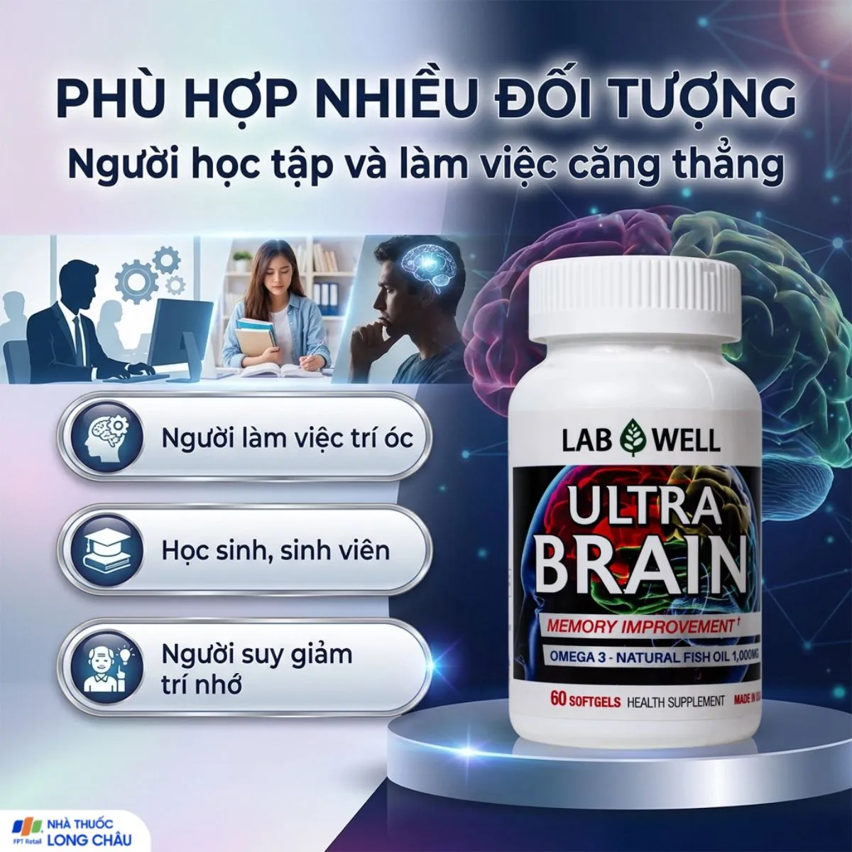VIÊN UỐNG BỔ NÃO LAB WELL ULTRA BRAIN 60V 5