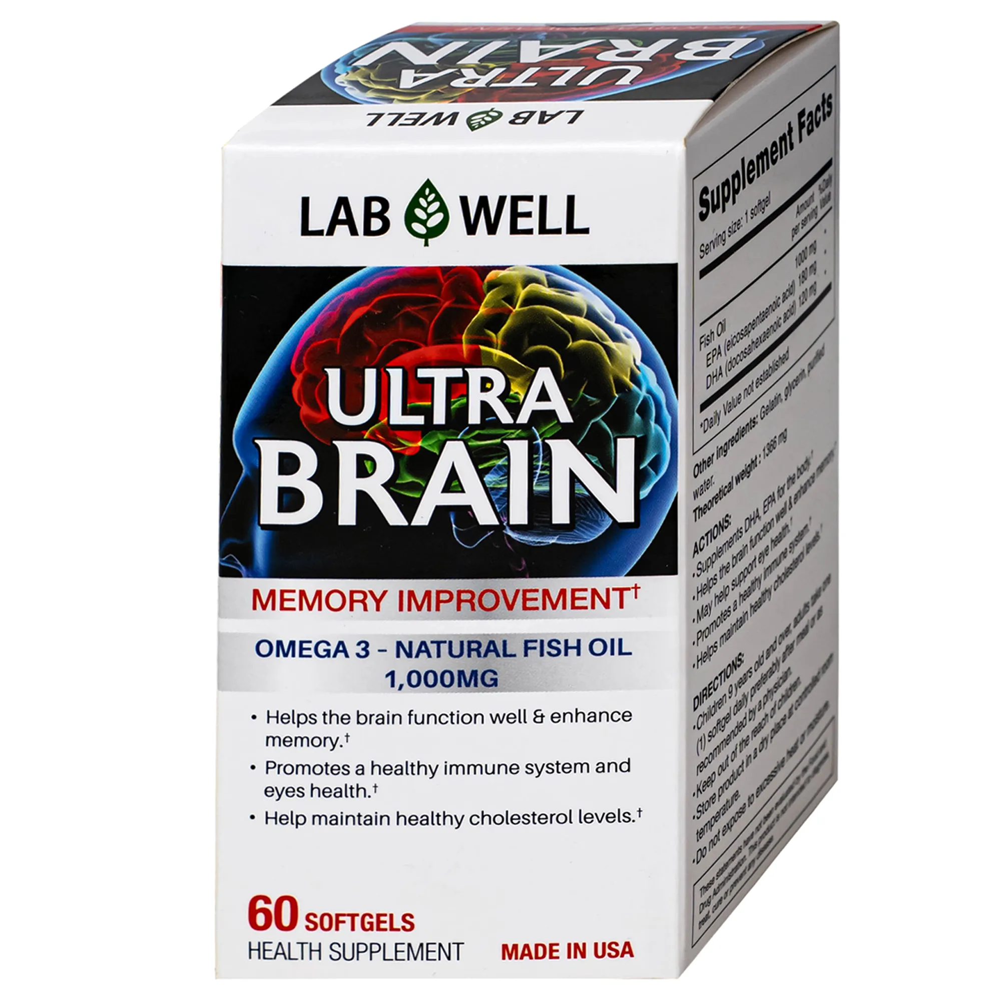 VIÊN UỐNG BỔ NÃO LAB WELL ULTRA BRAIN 60V 8