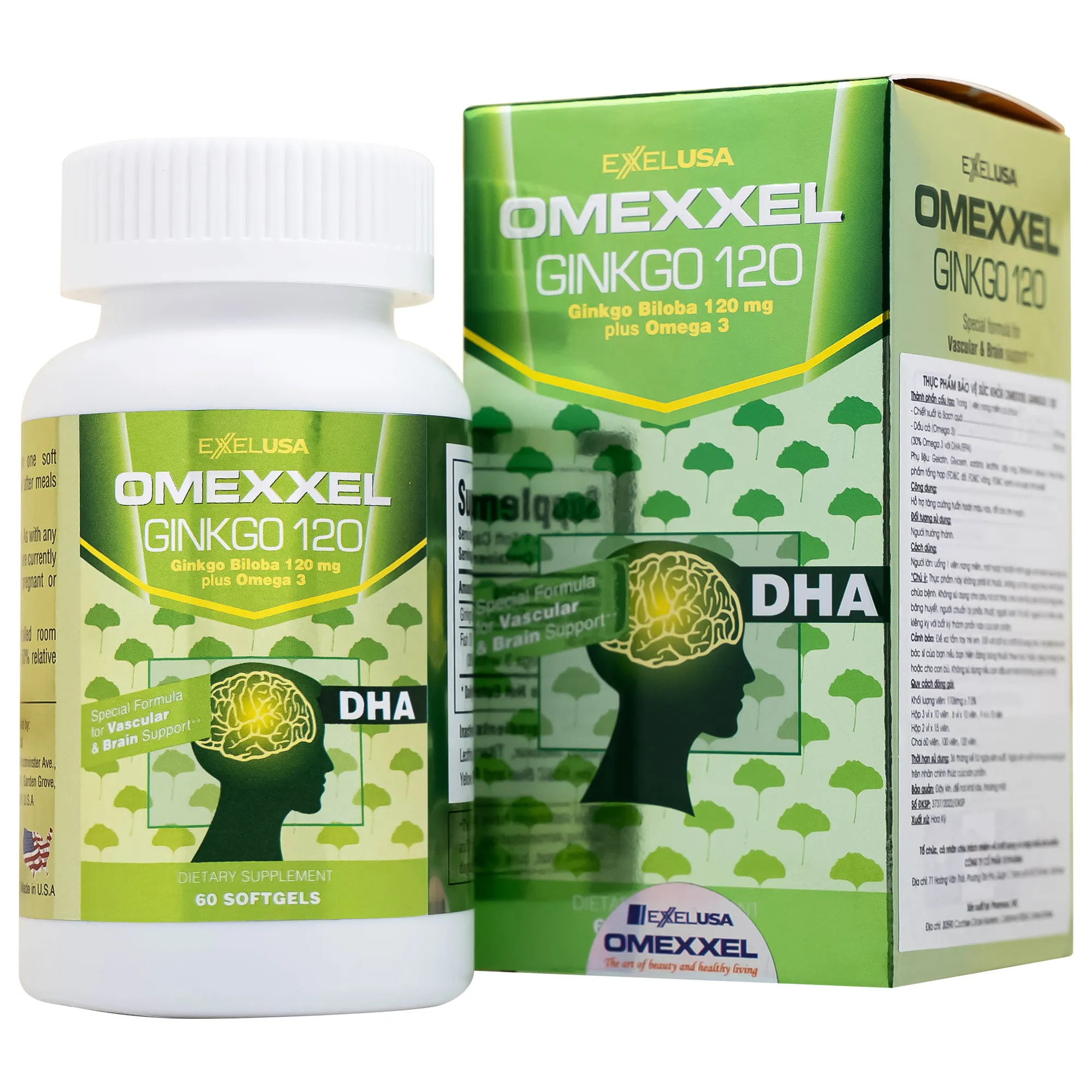 VIÊN UỐNG BỔ NÃO OMEXXEL GINKGO 120 60V