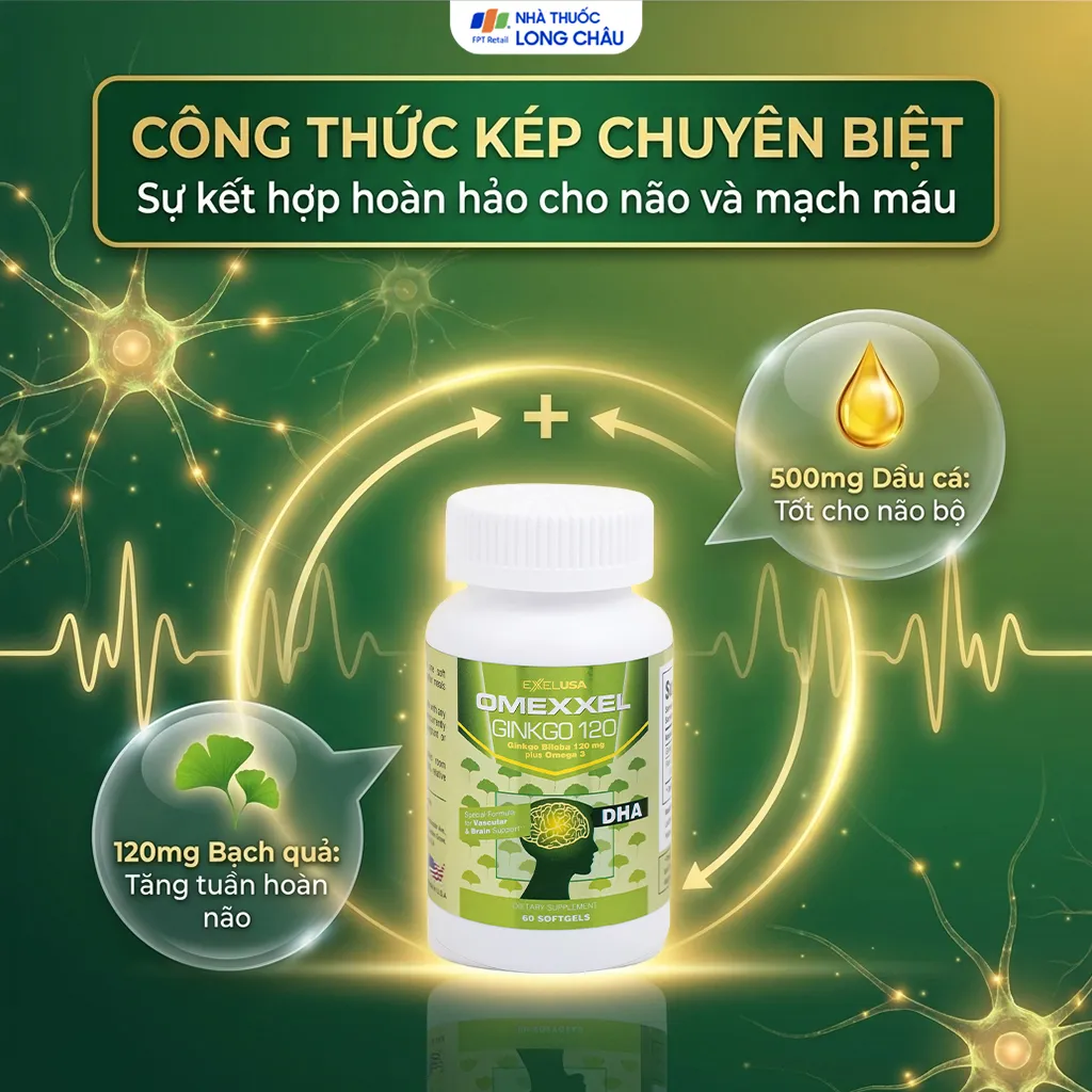 VIÊN UỐNG BỔ NÃO OMEXXEL GINKGO 120 60V 3