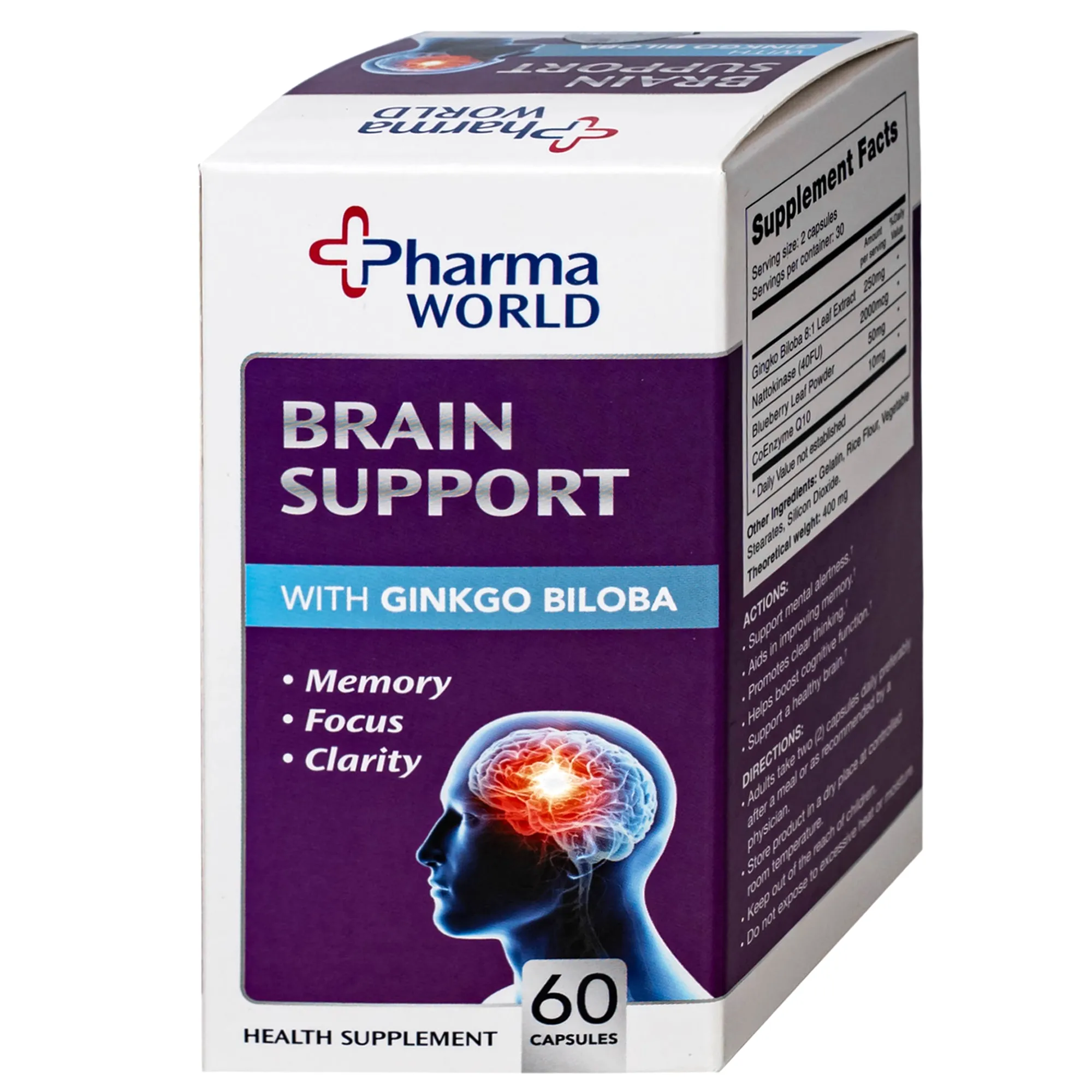 VIÊN UỐNG BỔ NÃO PHARMA WORLD BRAIN SUPPORT 60V 8