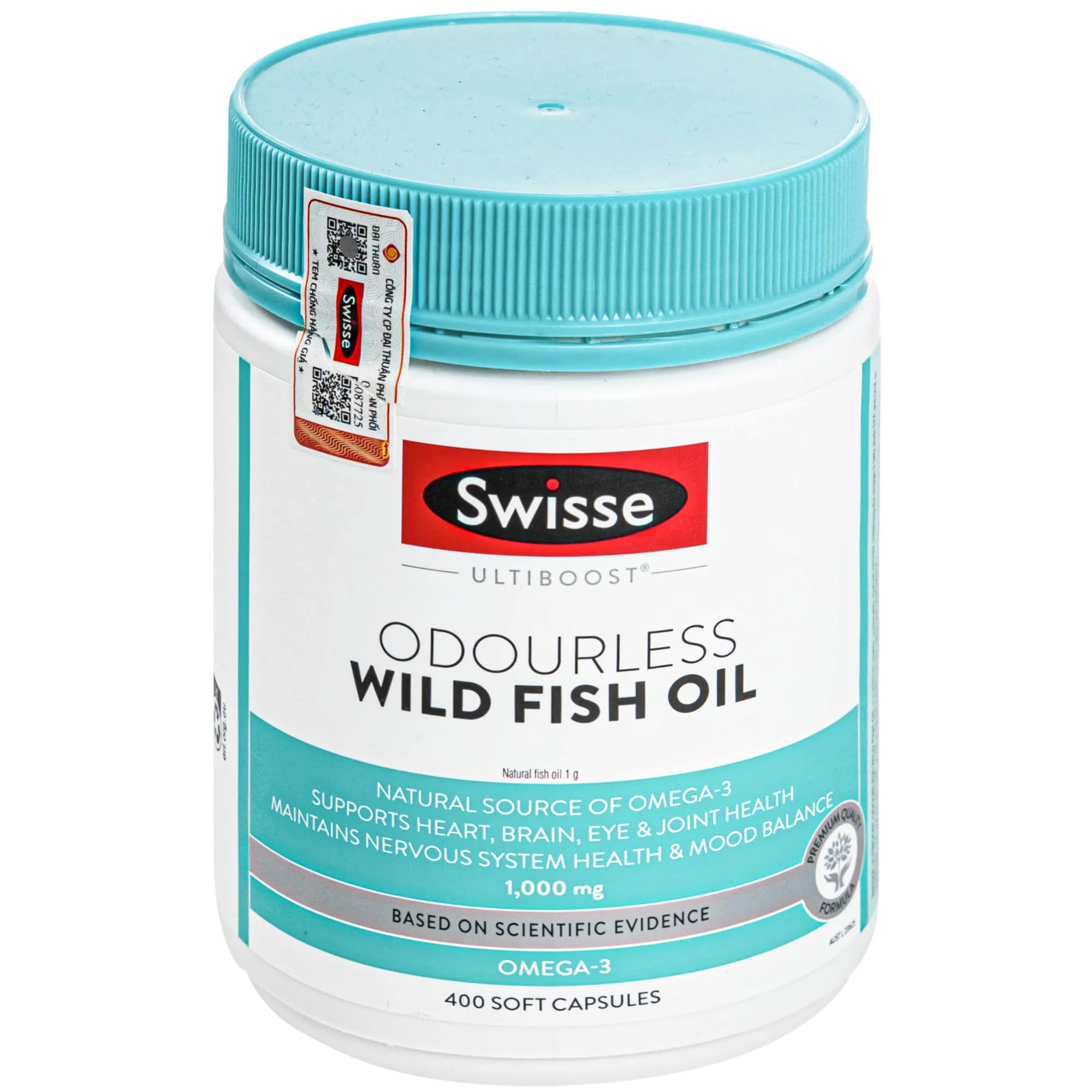 VIÊN UỐNG BỔ NÃO SWISSE ULTIBOOST ODOURLESS WILD FISH OIL 1000MG 400V