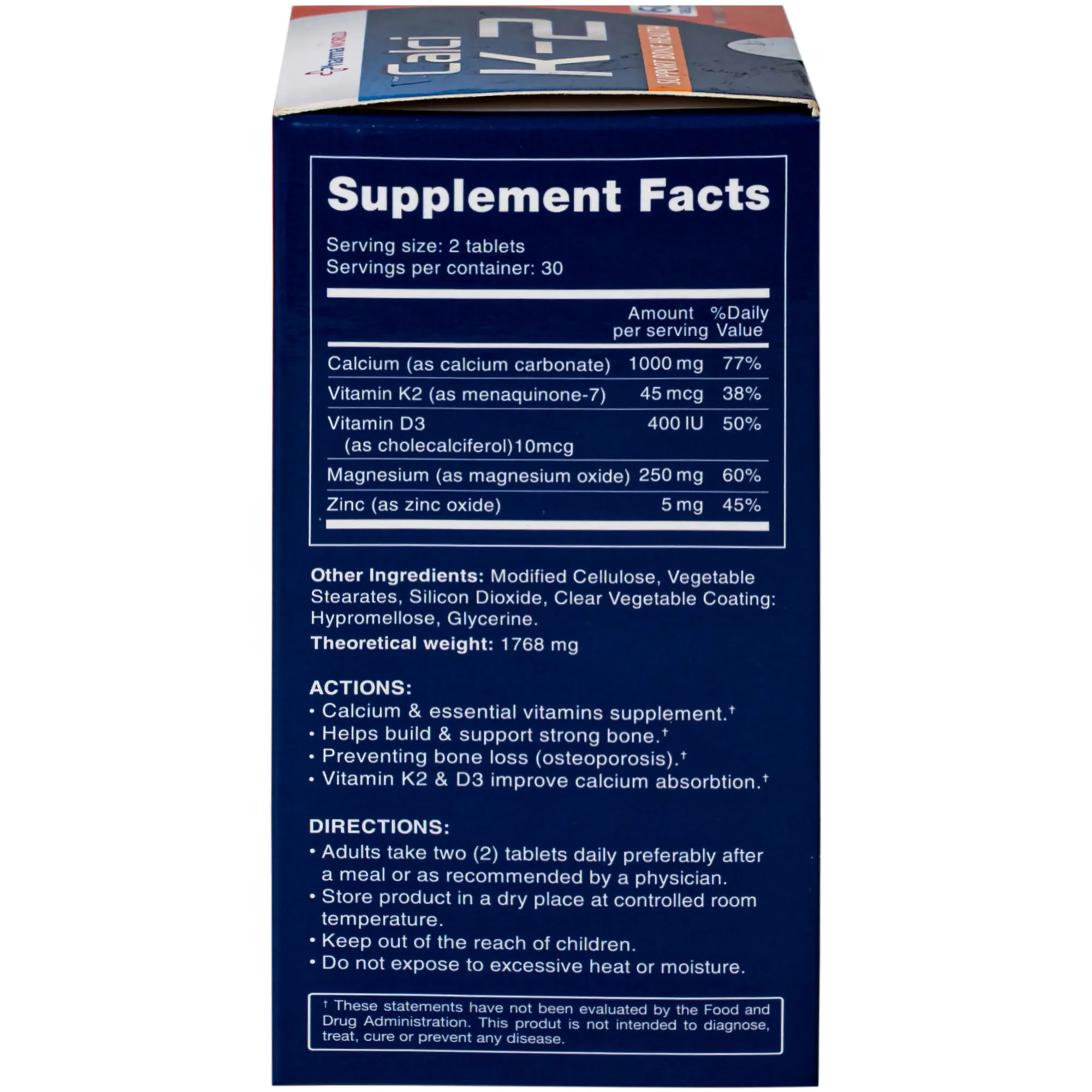 VIÊN UỐNG BỔ SUNG CANXI, GIẢM NGUY CƠ LOÃNG XƯƠNG PHARMA WORLD CALCI K-2 60V 9