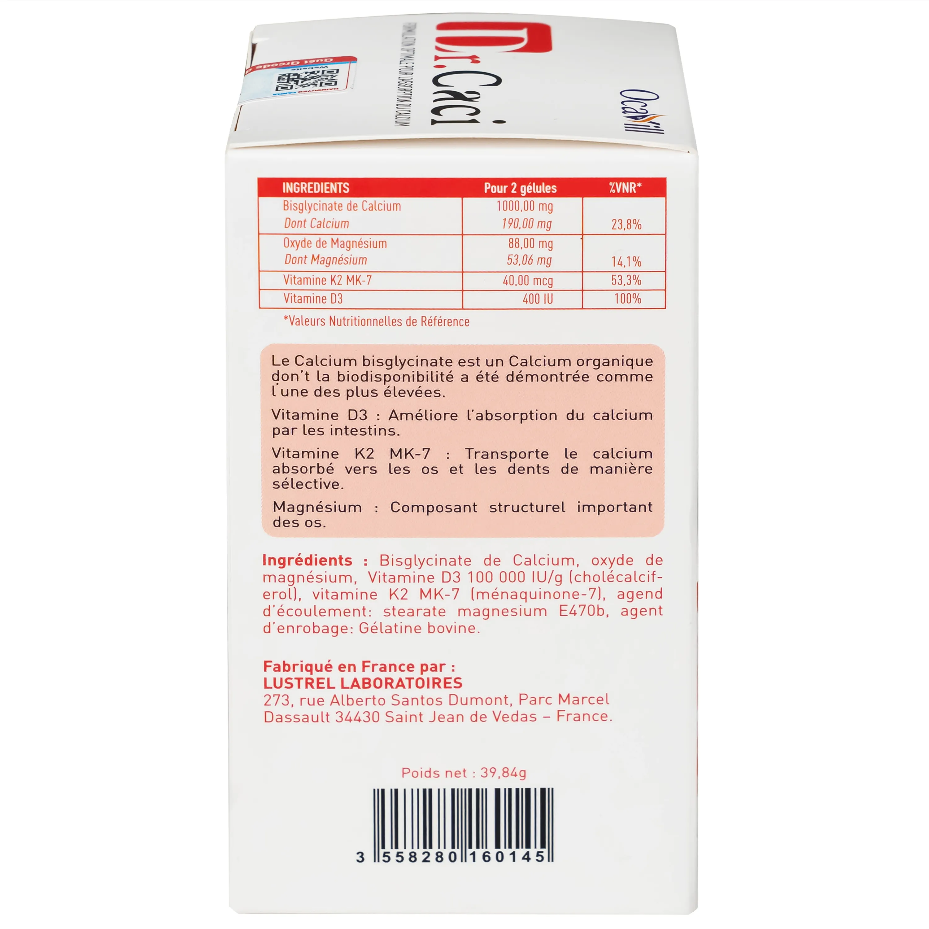 VIÊN UỐNG BỔ SUNG CANXI, GIẢM NGUY CƠ LOÃNG XƯƠNG DR.CACI OCAVILL 60V 8