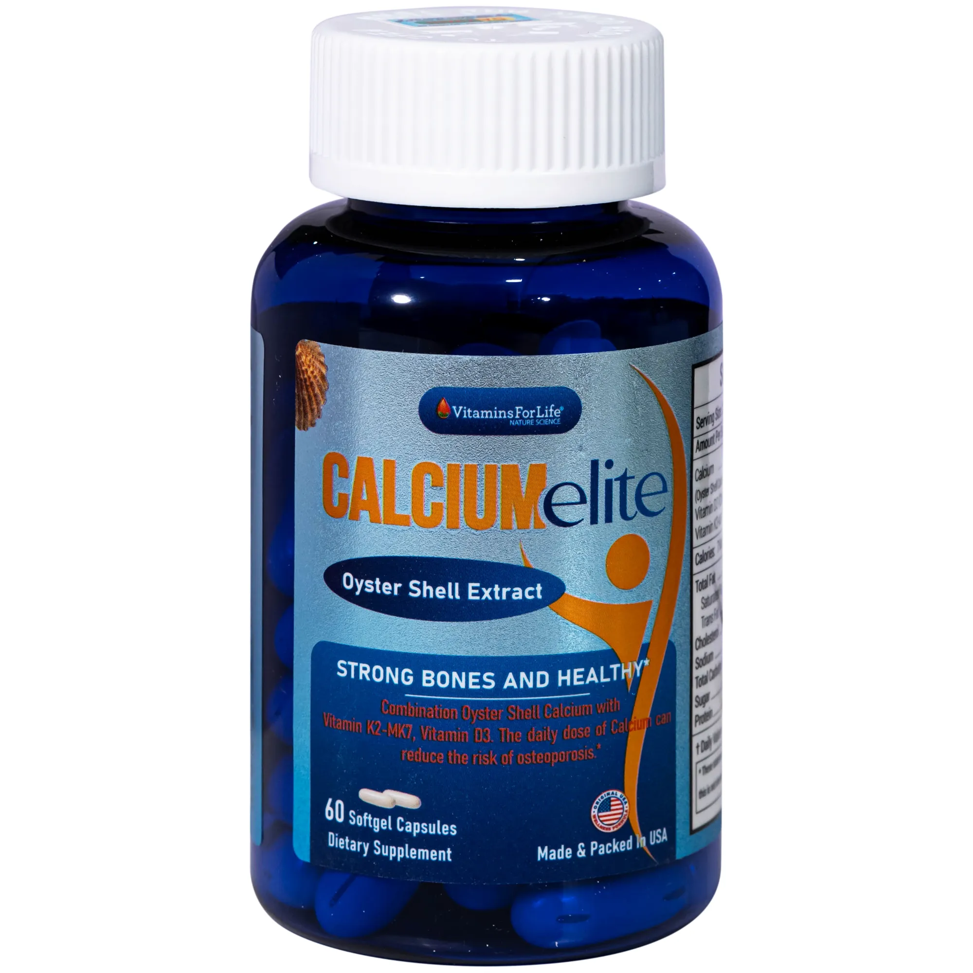VIÊN UỐNG BỔ SUNG CANXI, VITAMIN D3 VÀ VITAMIN K2 CHO CƠ THỂ, HỖ TRỢ XƯƠNG CHẮC KHOẺ CALCIUMELITE VITAMINS FOR LIFE 60V 7