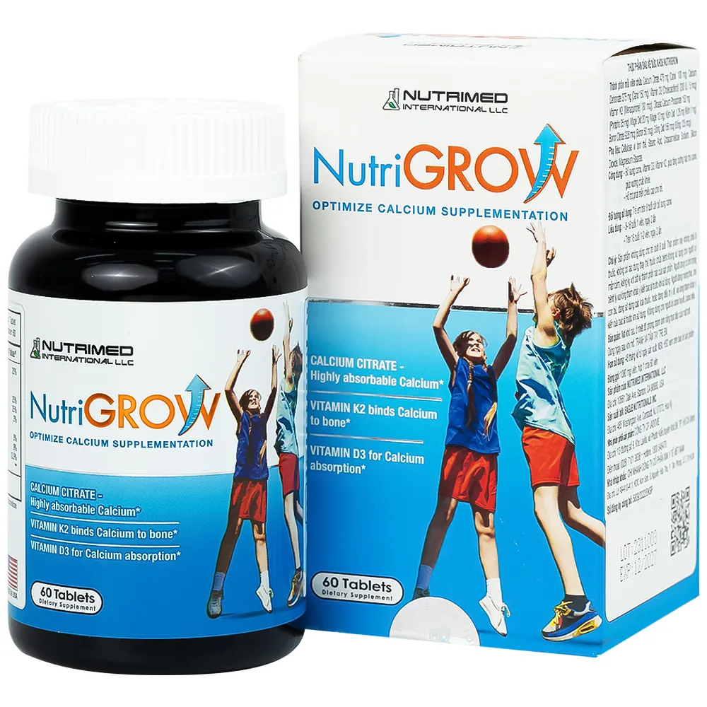 VIÊN UỐNG BỔ SUNG CANXI GIÚP XƯƠNG CHẮC KHỎE NUTRIGROW NUTRIMED 60V