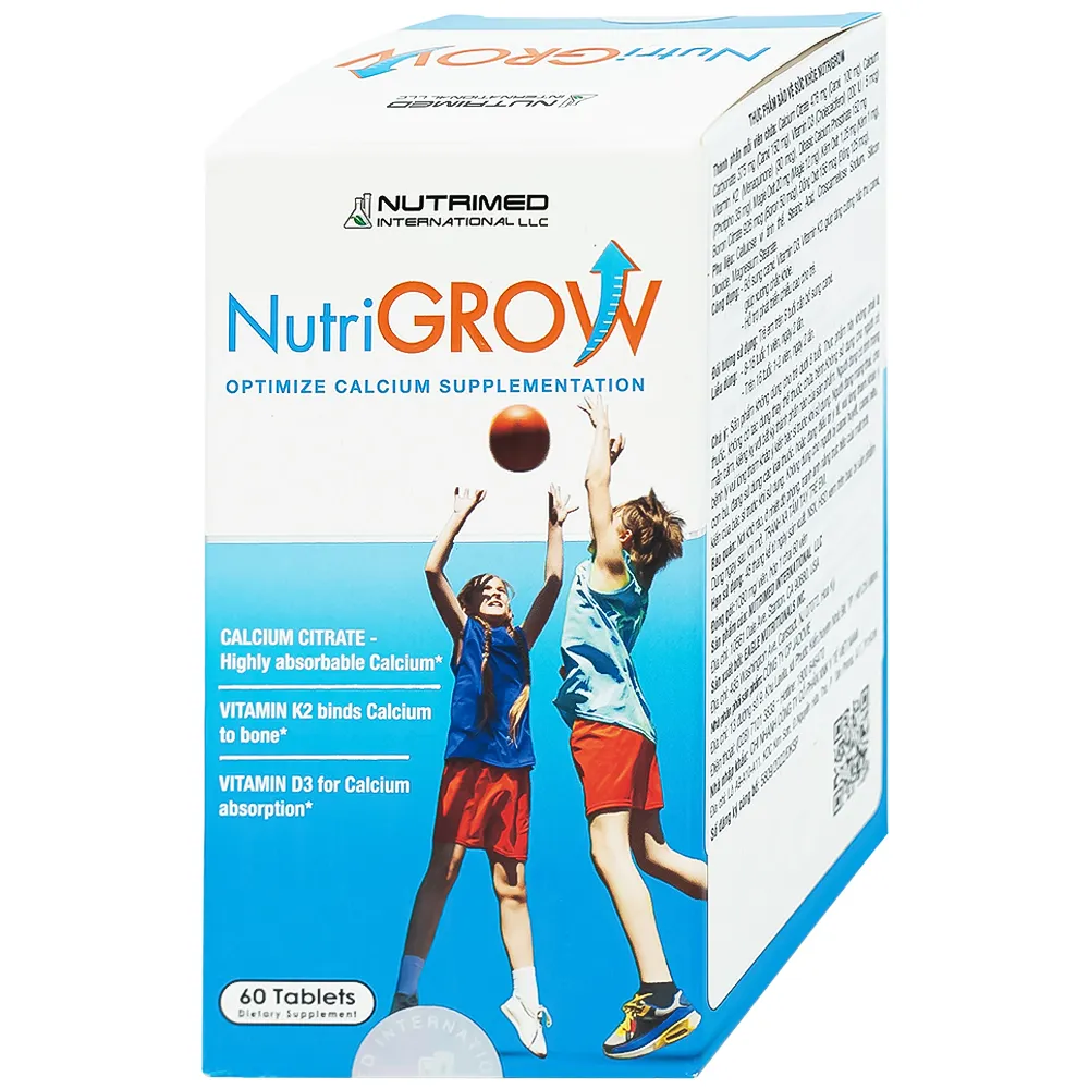 VIÊN UỐNG BỔ SUNG CANXI GIÚP XƯƠNG CHẮC KHỎE NUTRIGROW NUTRIMED 60V 6