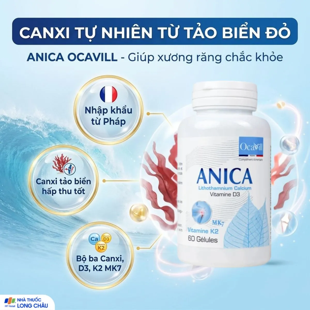VIÊN UỐNG BỔ SUNG CANXI GIÚP XƯƠNG CHẮC KHỎE ANICA OCAVILL 60V 2