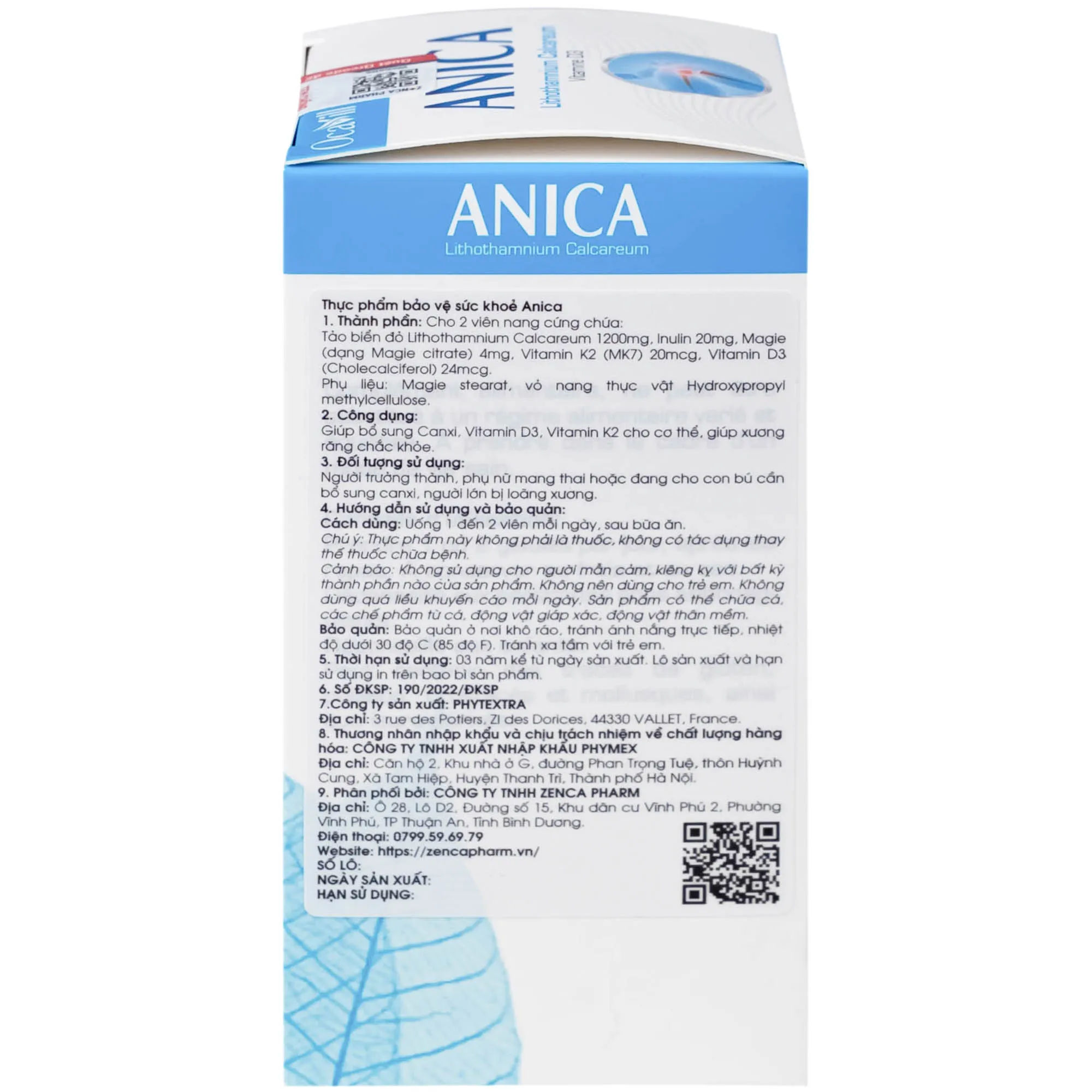 VIÊN UỐNG BỔ SUNG CANXI GIÚP XƯƠNG CHẮC KHỎE ANICA OCAVILL 60V 12