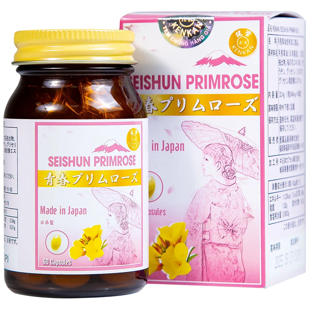 VIÊN UỐNG BỔ SUNG DẦU HOA ANH THẢO CHO PHỤ NỮ TIỀN MÃN KINH KENKAN SEISHUN PRIMROSE 60V