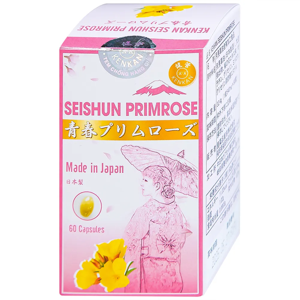 VIÊN UỐNG BỔ SUNG DẦU HOA ANH THẢO CHO PHỤ NỮ TIỀN MÃN KINH KENKAN SEISHUN PRIMROSE 60V 9