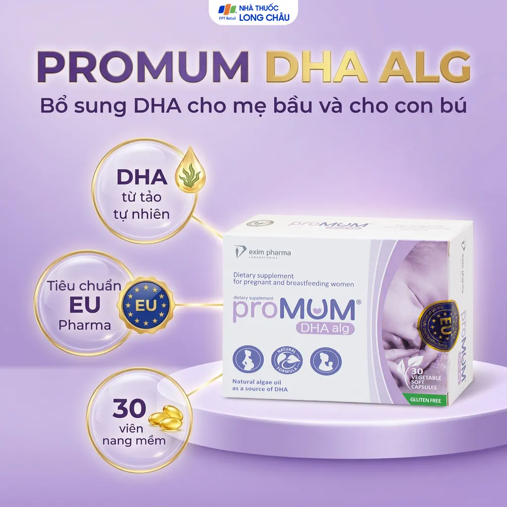 VIÊN UỐNG BỔ SUNG DHA CHO PHỤ NỮ MANG THAI PROMUM DHA ALG 3X10 2