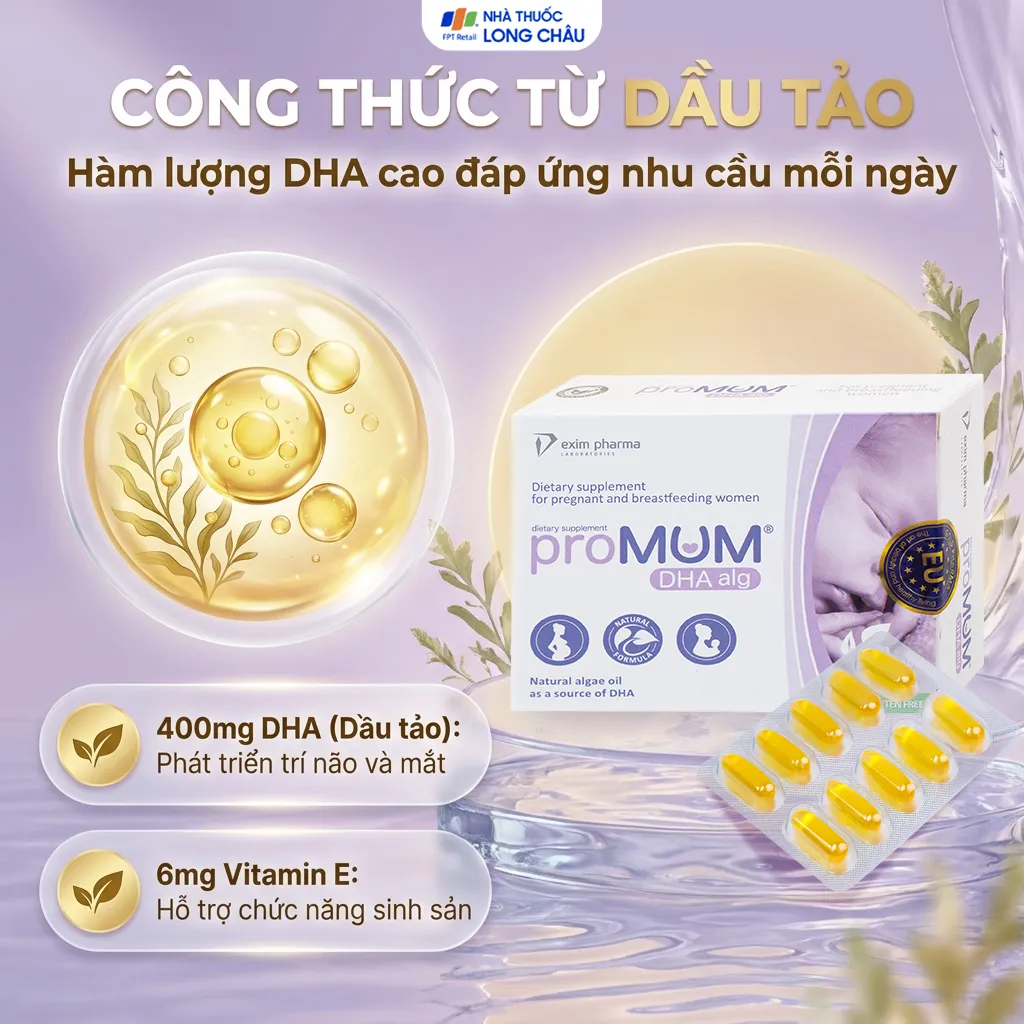 VIÊN UỐNG BỔ SUNG DHA CHO PHỤ NỮ MANG THAI PROMUM DHA ALG 3X10 3
