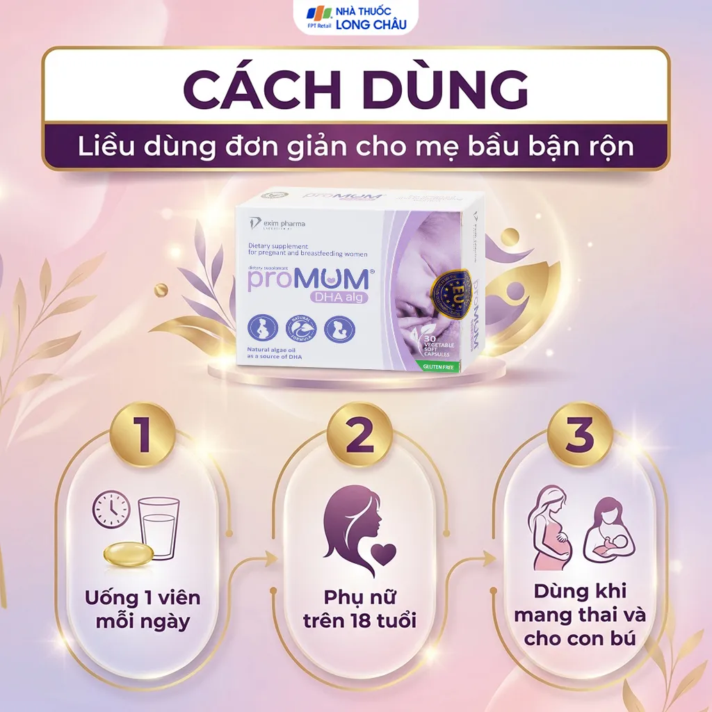 VIÊN UỐNG BỔ SUNG DHA CHO PHỤ NỮ MANG THAI PROMUM DHA ALG 3X10 5