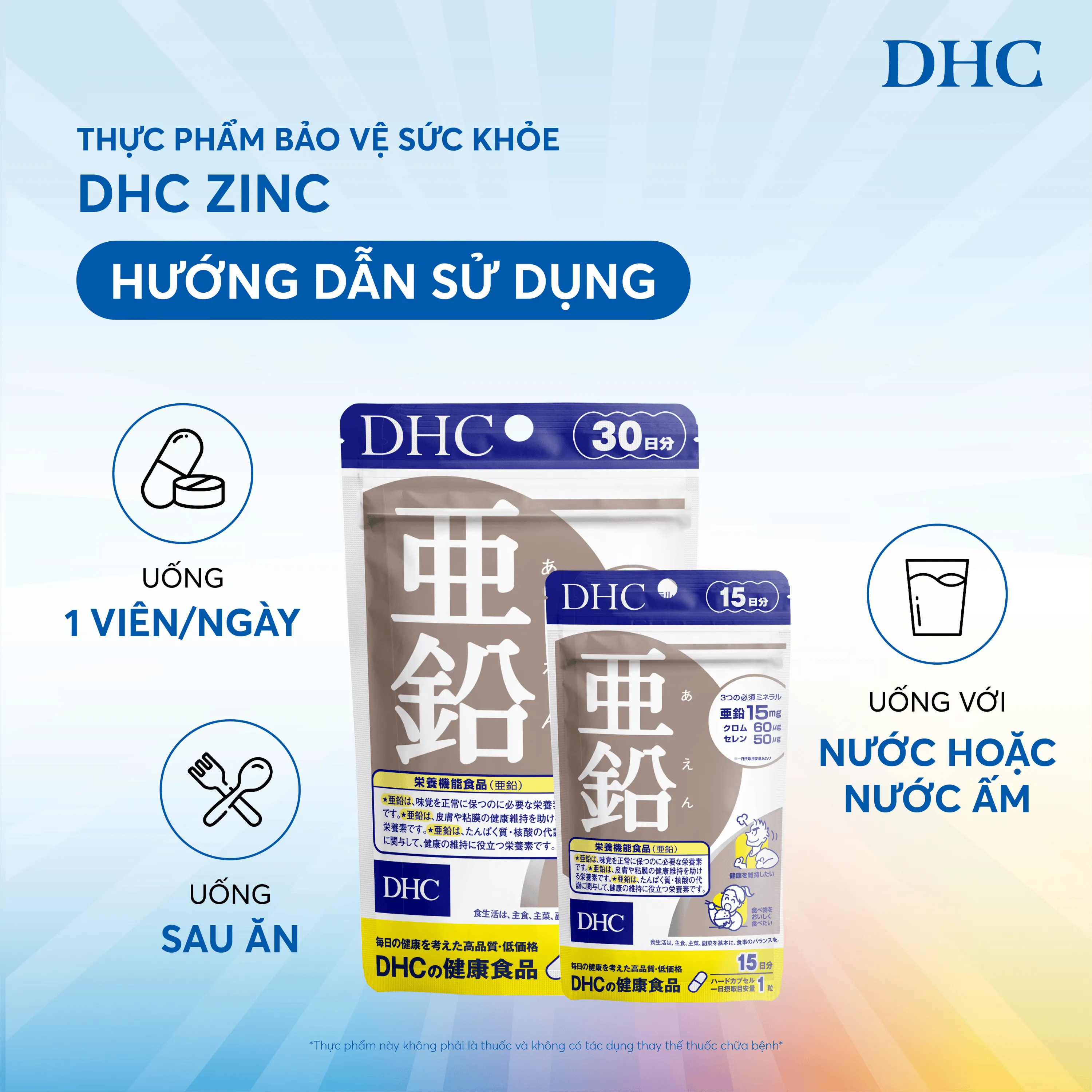 VIÊN UỐNG BỔ SUNG KẼM DHC ZINC 30V 6