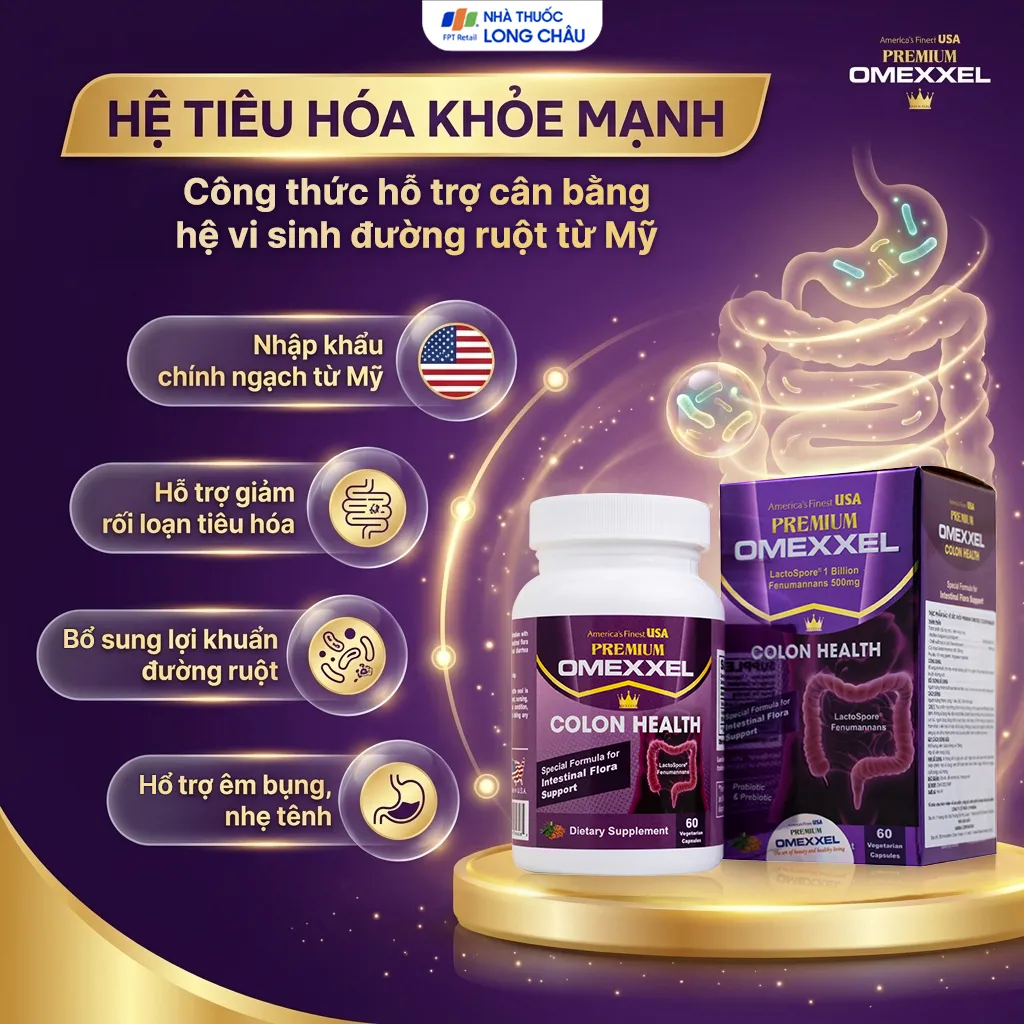 VIÊN UỐNG BỔ SUNG LỢI KHUẨN ĐƯỜNG RUỘT PREMIUM OMEXXEL COLON HEALTH 60V 2