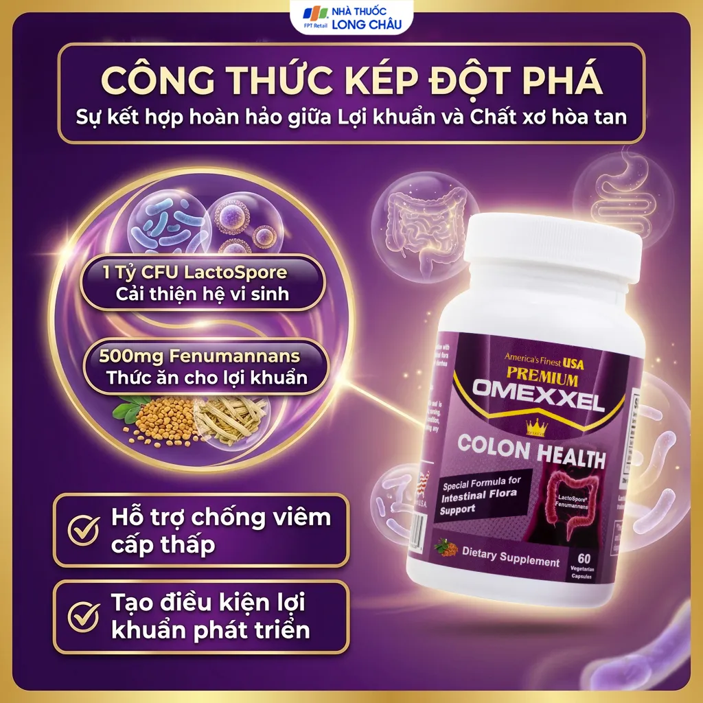 VIÊN UỐNG BỔ SUNG LỢI KHUẨN ĐƯỜNG RUỘT PREMIUM OMEXXEL COLON HEALTH 60V 3