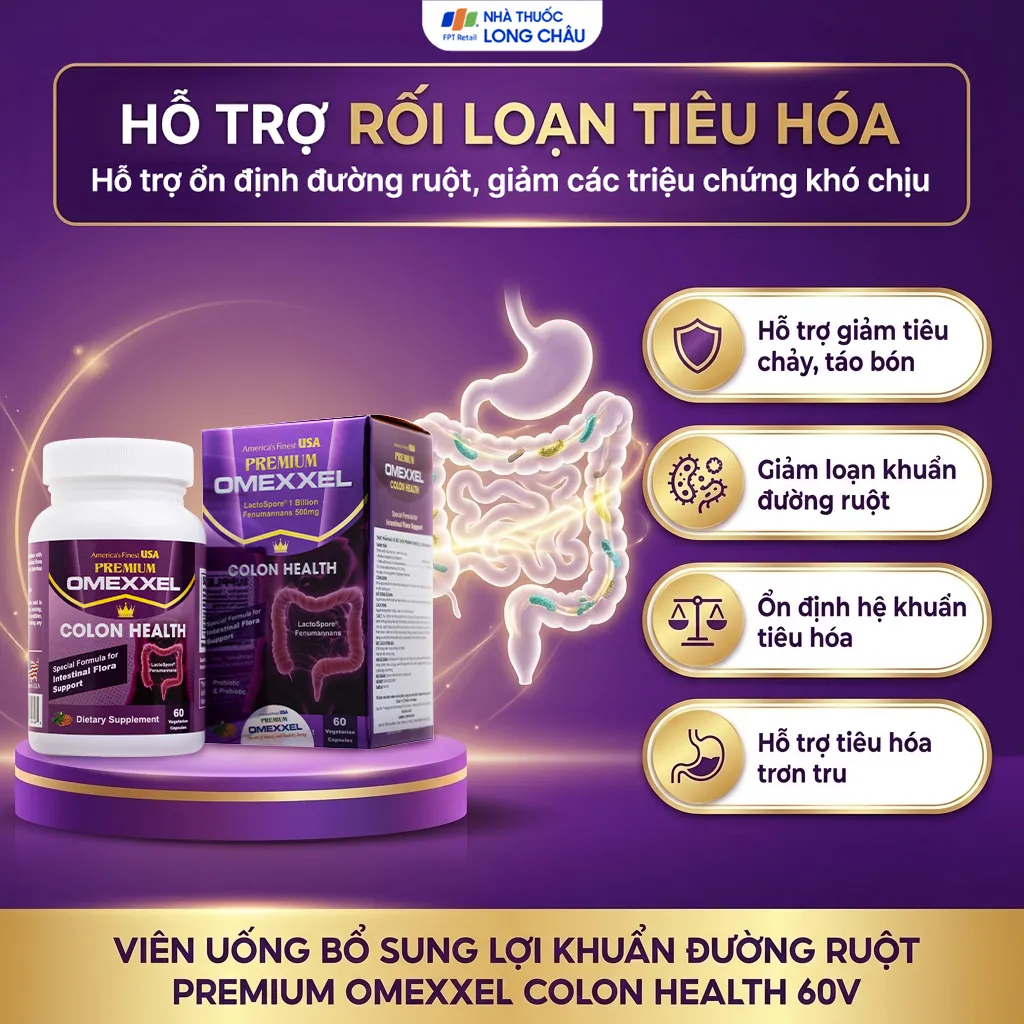 VIÊN UỐNG BỔ SUNG LỢI KHUẨN ĐƯỜNG RUỘT PREMIUM OMEXXEL COLON HEALTH 60V 4