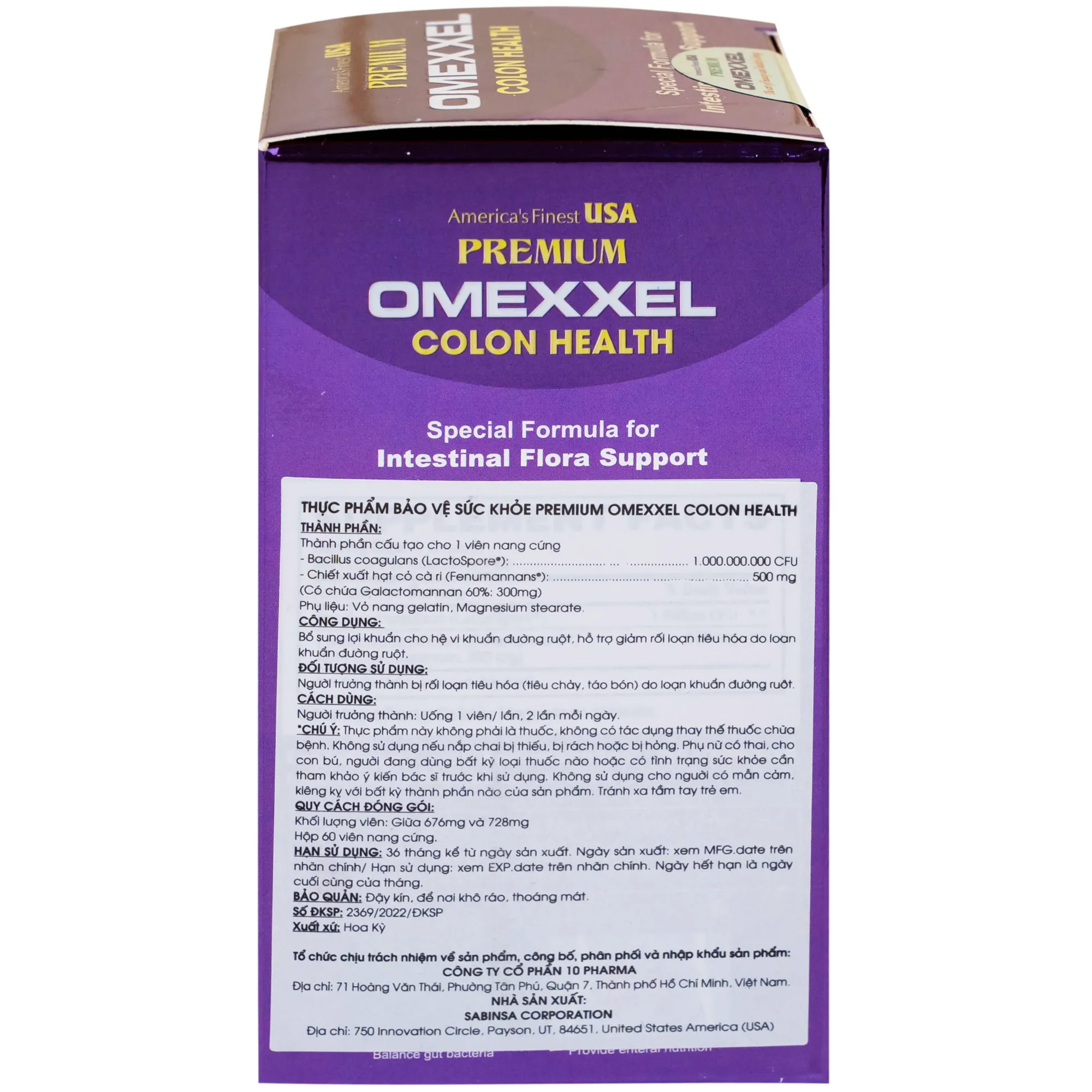 VIÊN UỐNG BỔ SUNG LỢI KHUẨN ĐƯỜNG RUỘT PREMIUM OMEXXEL COLON HEALTH 60V 8