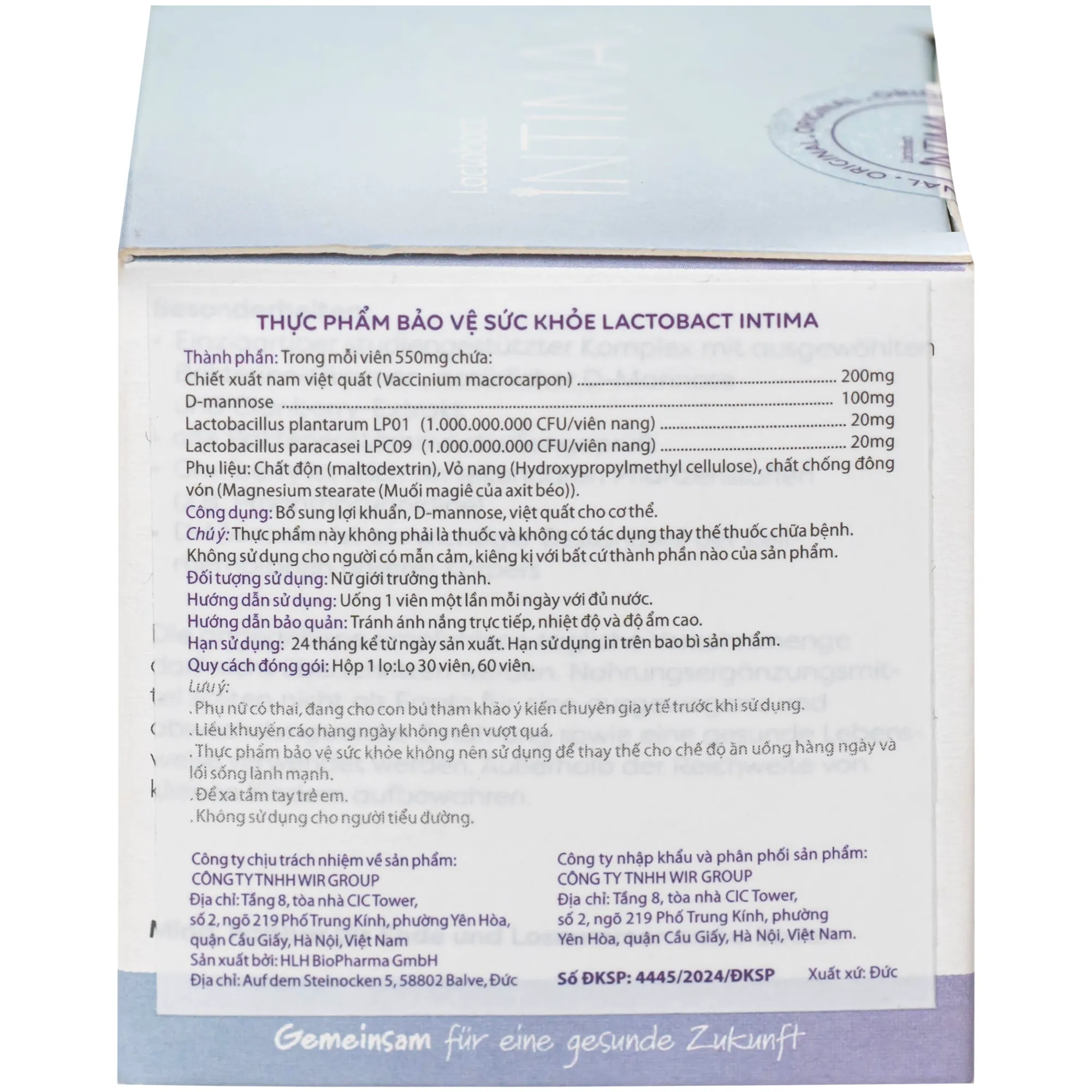 VIÊN UỐNG BỔ SUNG LỢI KHUẨN CHO PHỤ NỮ LACTOBACT INTIMA 30V 11