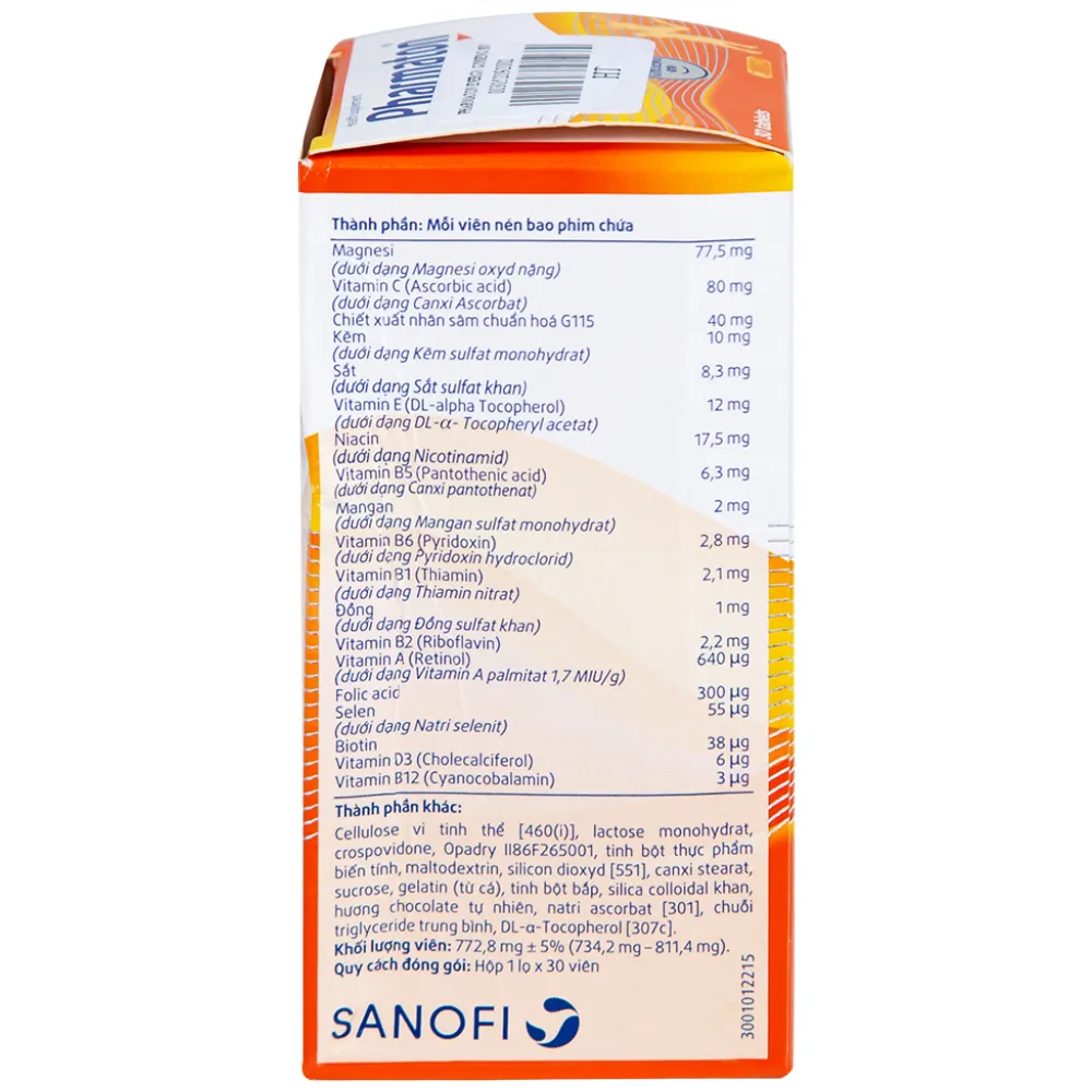 VIÊN UỐNG BỔ SUNG NĂNG LƯỢNG PHARMATON ENERGY MULTIVITAMINS  MINERALS WITH GINSENG 30V 17