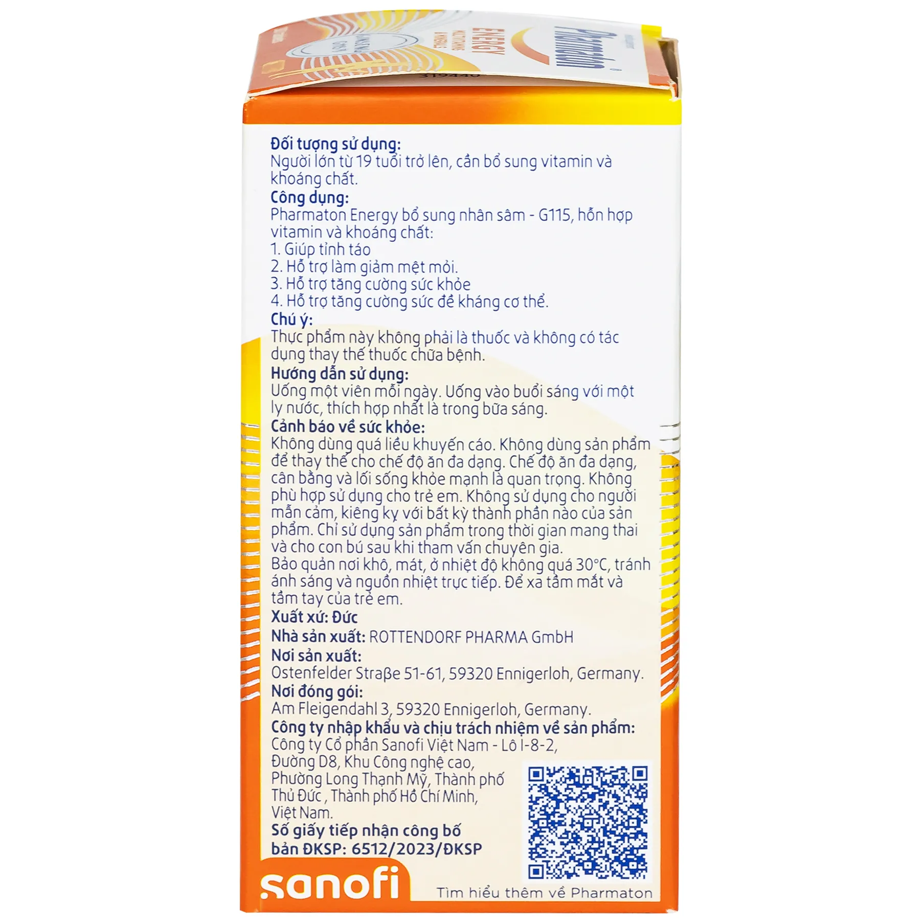 VIÊN UỐNG BỔ SUNG NĂNG LƯỢNG PHARMATON ENERGY MULTIVITAMINS  MINERALS WITH GINSENG 30V 8