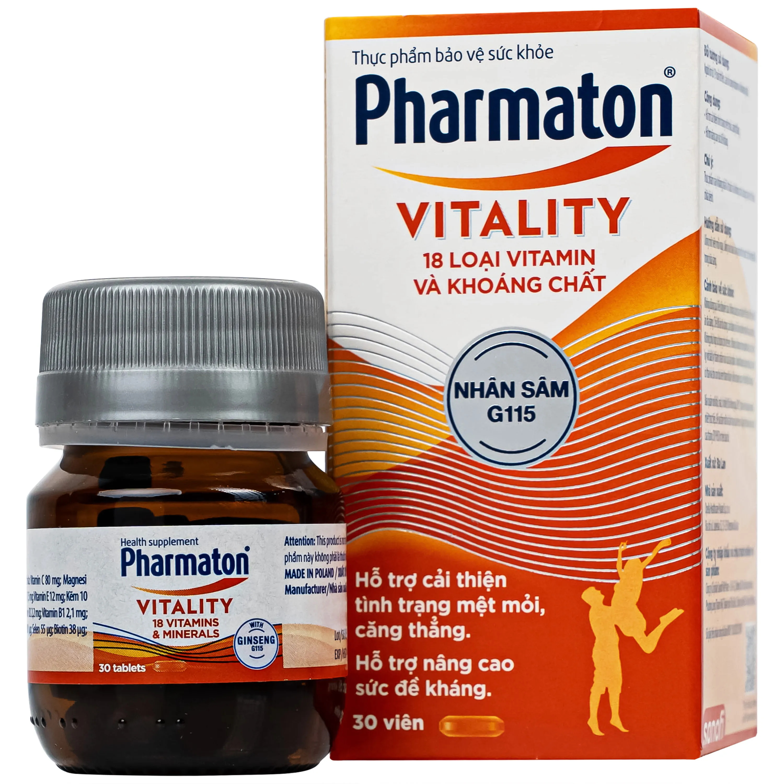 VIÊN UỐNG BỔ SUNG NĂNG LƯỢNG PHARMATON VITALITY SANOFI HỘP 30 VIÊN