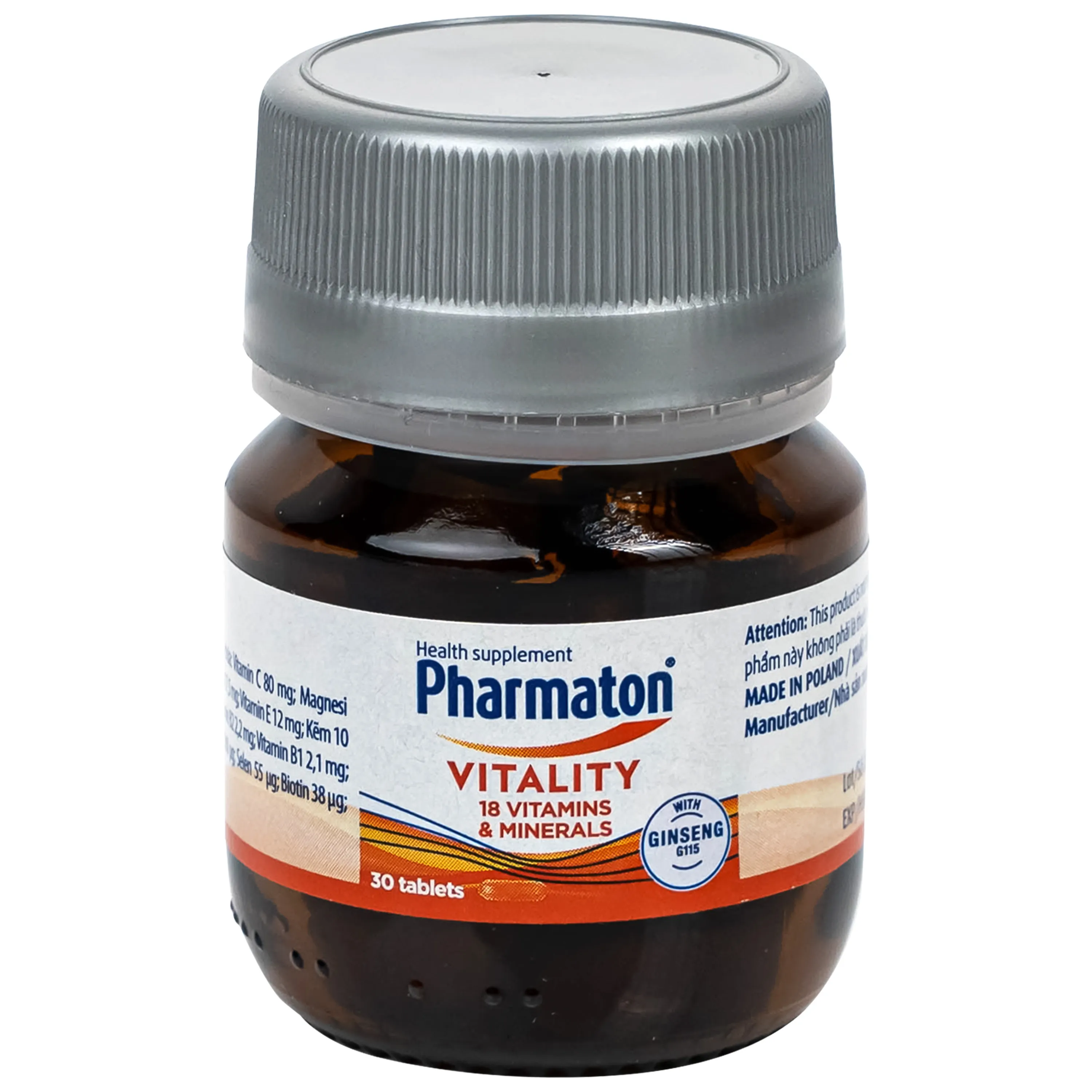 VIÊN UỐNG BỔ SUNG NĂNG LƯỢNG PHARMATON VITALITY SANOFI HỘP 30 VIÊN 5