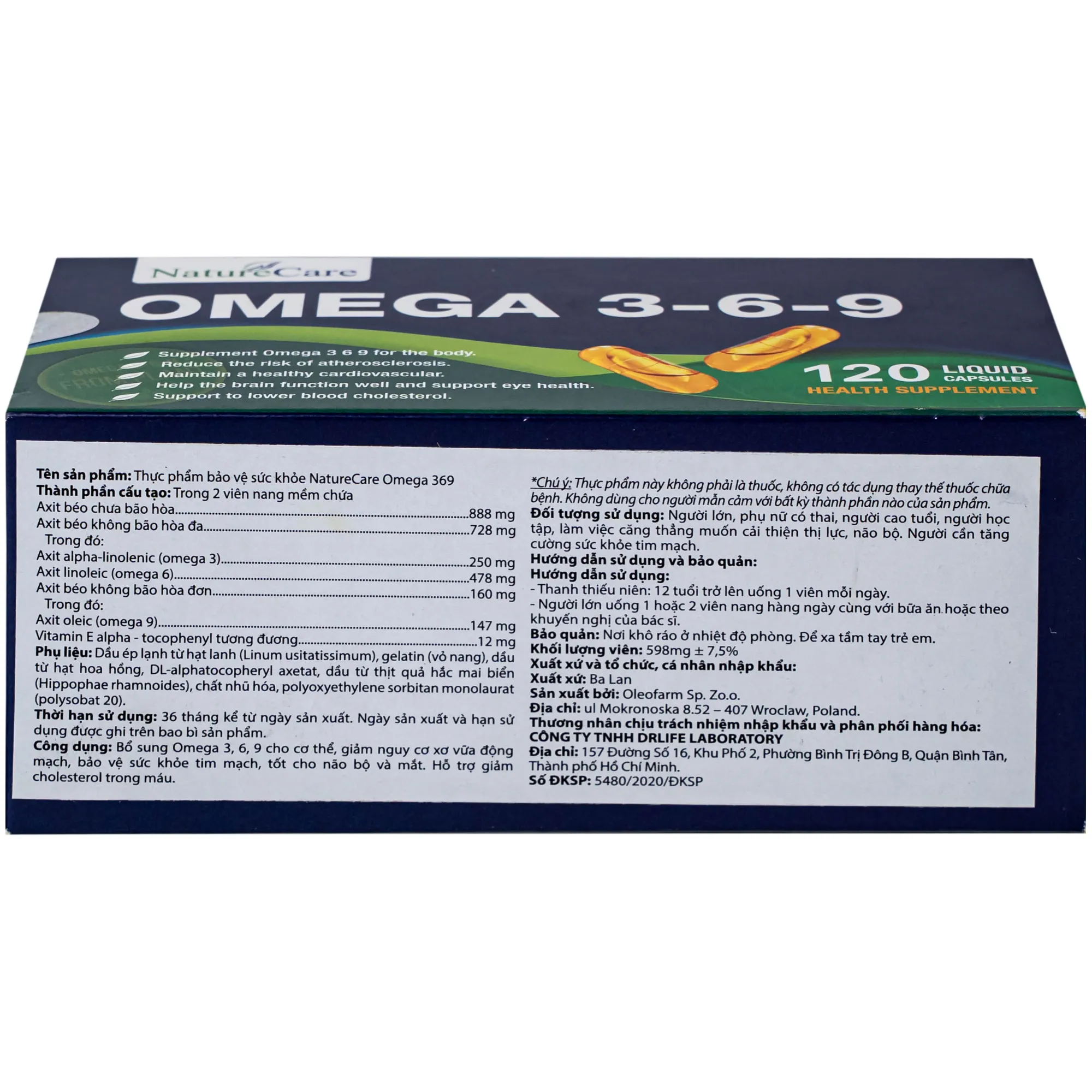 VIÊN UỐNG BỔ SUNG OMEGA 3-6-9 NATURECARE 6X20 7