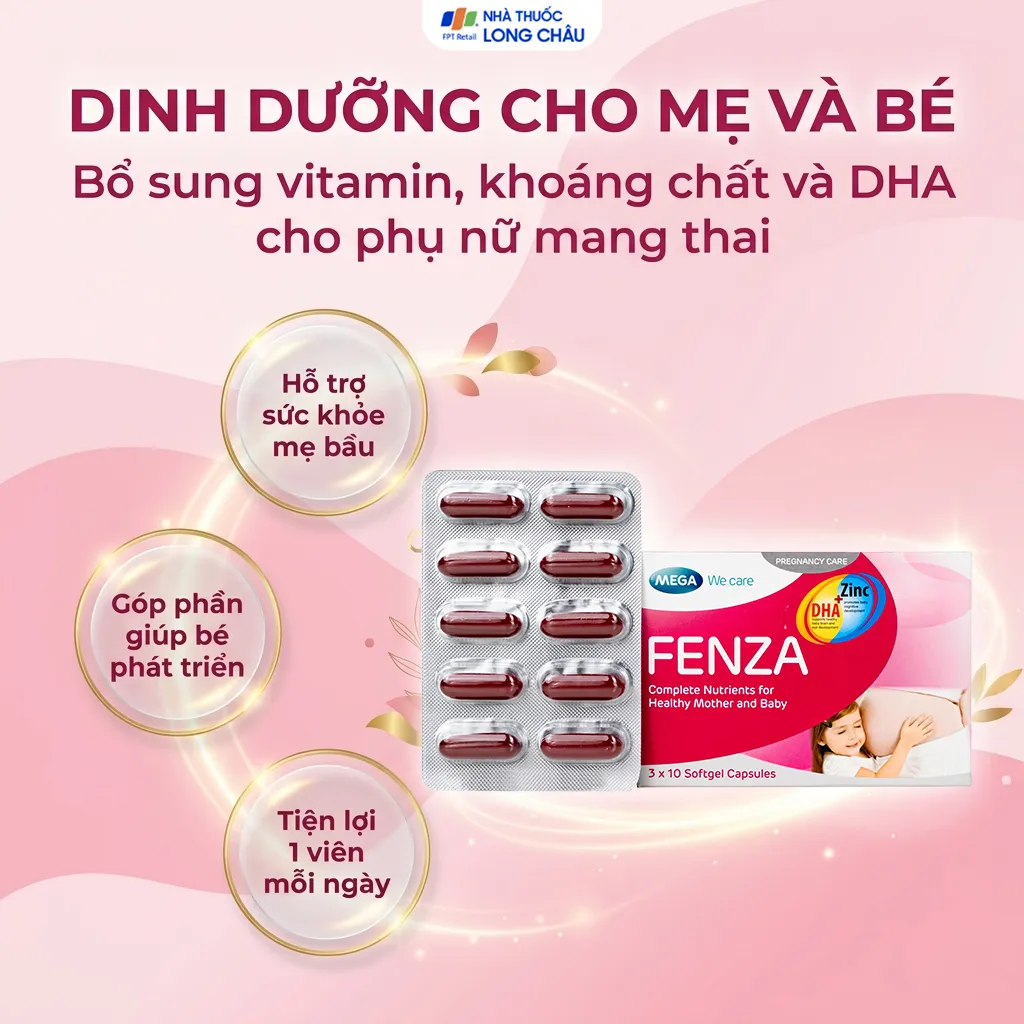 VIÊN UỐNG BỔ SUNG VITAMIN, KHOÁNG CHẤT CHO PHỤ NỮ MANG THAI VÀ CHO CON BÚ FENZA MEGA 3X10 2