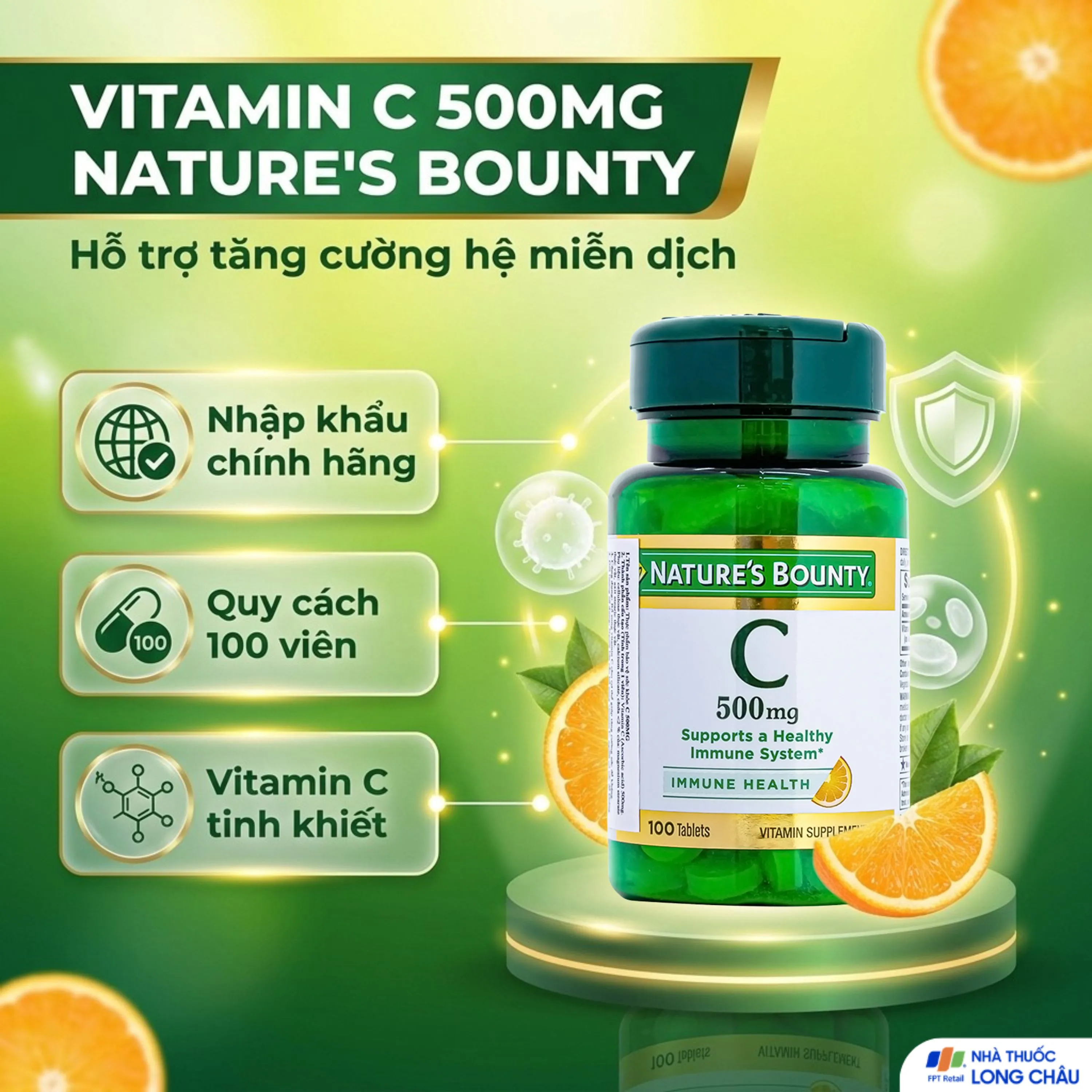 VIÊN UỐNG BỔ SUNG VITAMIN C 500MG NATURE'S BOUNTY 100V 2