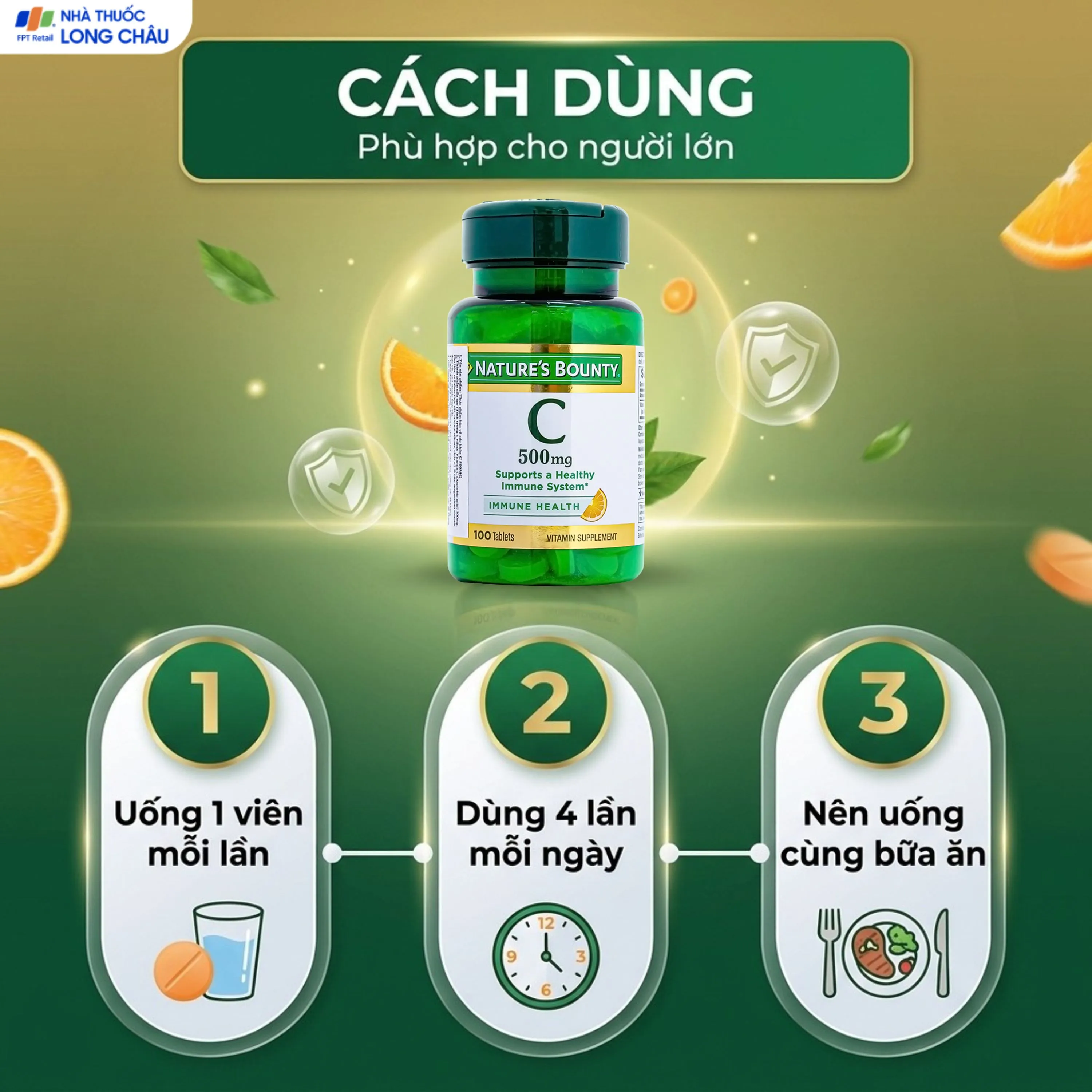 VIÊN UỐNG BỔ SUNG VITAMIN C 500MG NATURE'S BOUNTY 100V 5