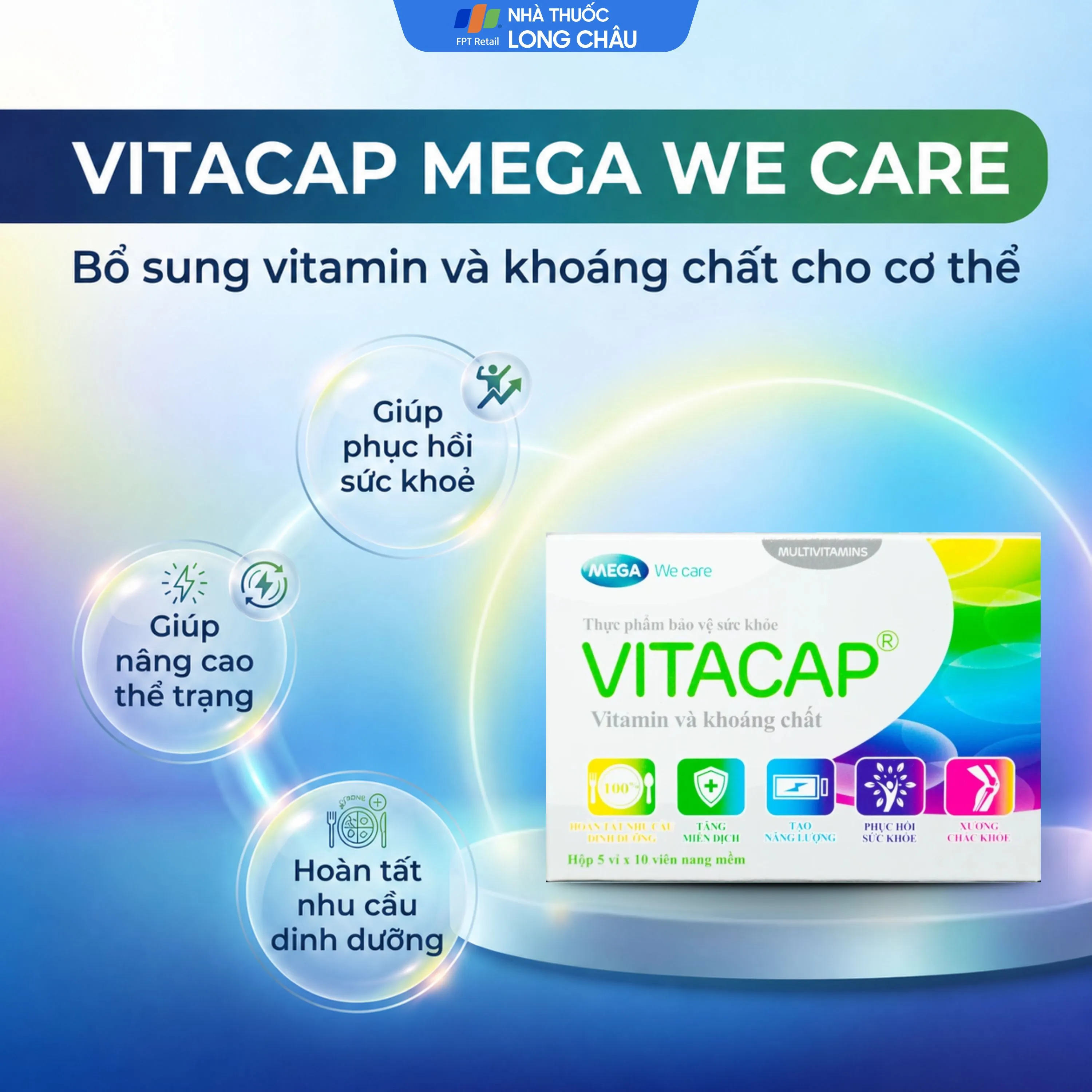 VIÊN UỐNG BỔ SUNG VITAMIN KHOÁNG CHẤT VITACAP MEGA WE CARE 5X10 2