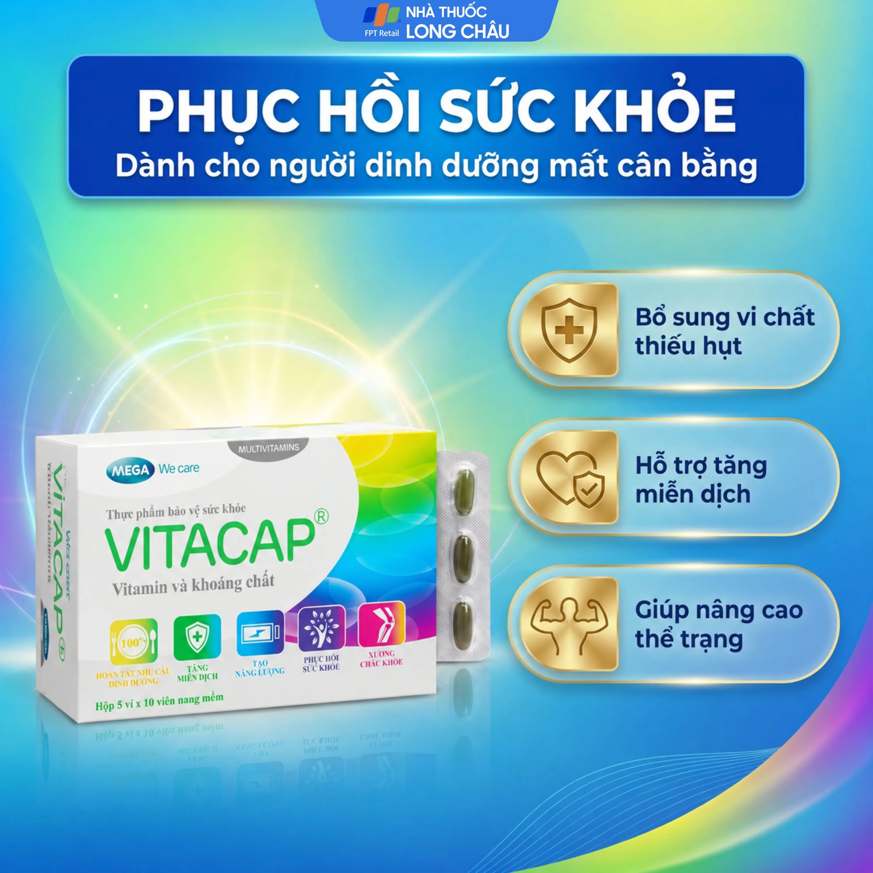 VIÊN UỐNG BỔ SUNG VITAMIN KHOÁNG CHẤT VITACAP MEGA WE CARE 5X10 4