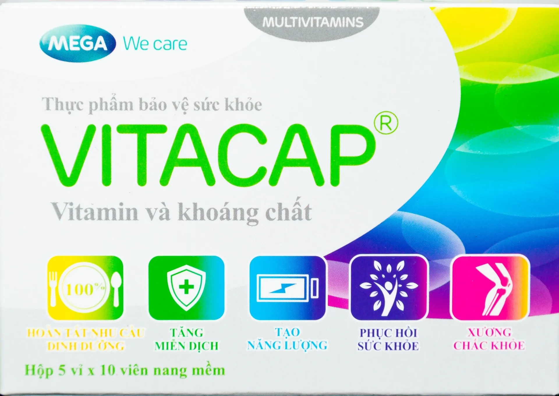 VIÊN UỐNG BỔ SUNG VITAMIN KHOÁNG CHẤT VITACAP MEGA WE CARE 5X10 6