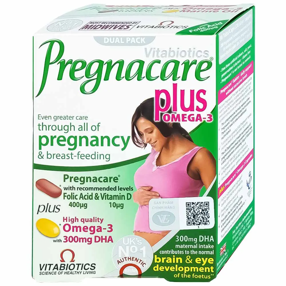 VIÊN UỐNG BỔ SUNG VITAMIN KHOÁNG CHẤT PREGNACARE PLUS OMEGA3 VITABIOTICS 56V