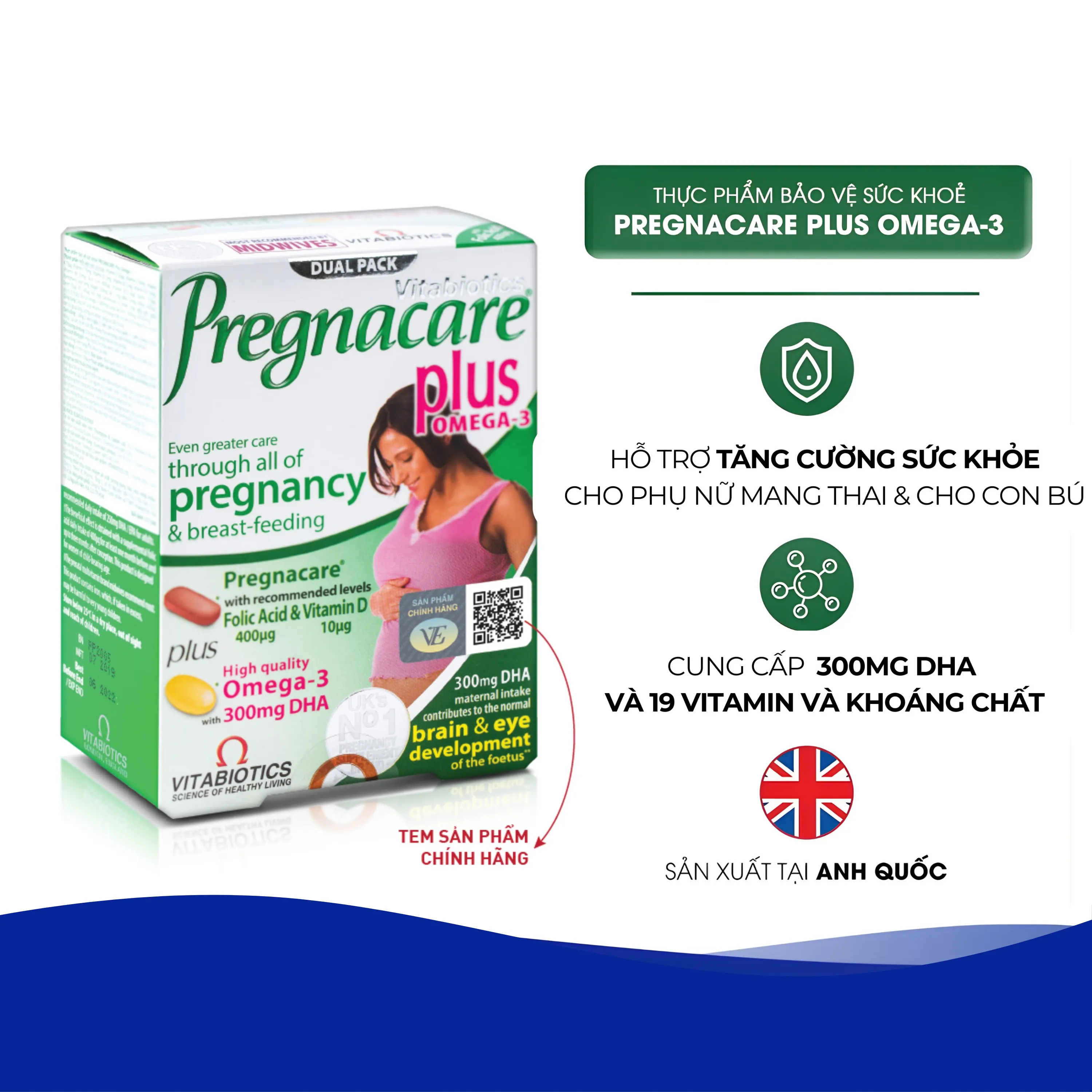 VIÊN UỐNG BỔ SUNG VITAMIN KHOÁNG CHẤT PREGNACARE PLUS OMEGA3 VITABIOTICS 56V 3