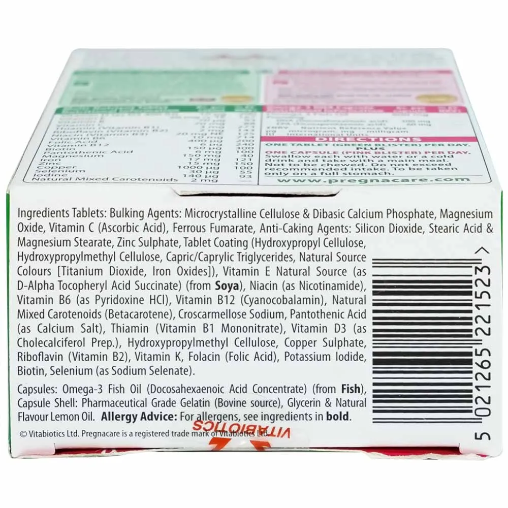 VIÊN UỐNG BỔ SUNG VITAMIN KHOÁNG CHẤT PREGNACARE PLUS OMEGA3 VITABIOTICS 56V 13