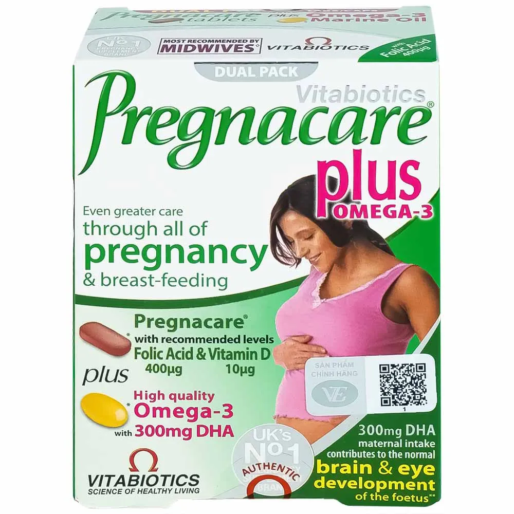 VIÊN UỐNG BỔ SUNG VITAMIN KHOÁNG CHẤT PREGNACARE PLUS OMEGA3 VITABIOTICS 56V 9