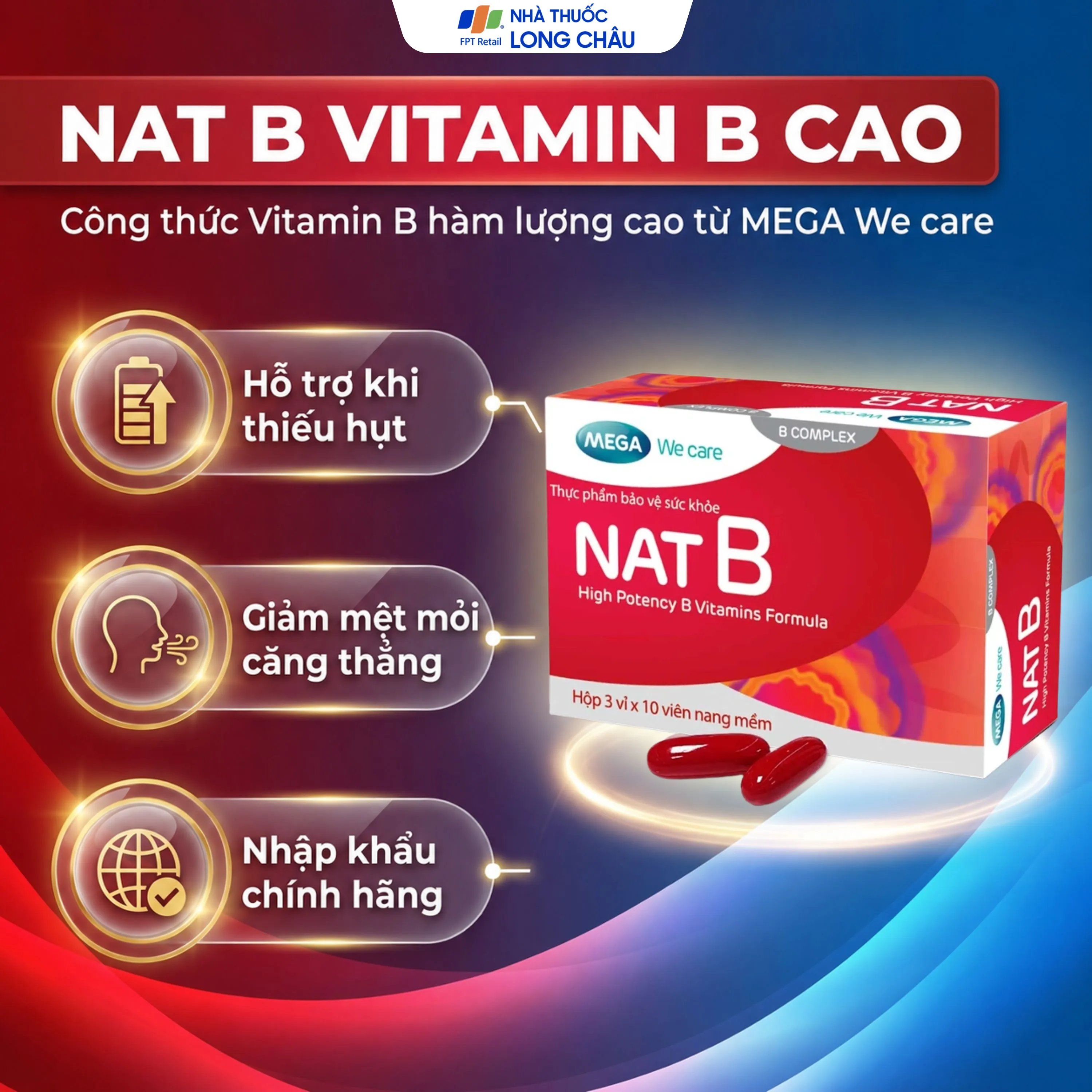 VIÊN UỐNG BỔ SUNG VITAMIN NHÓM B NAT B MEGA 3X10 2