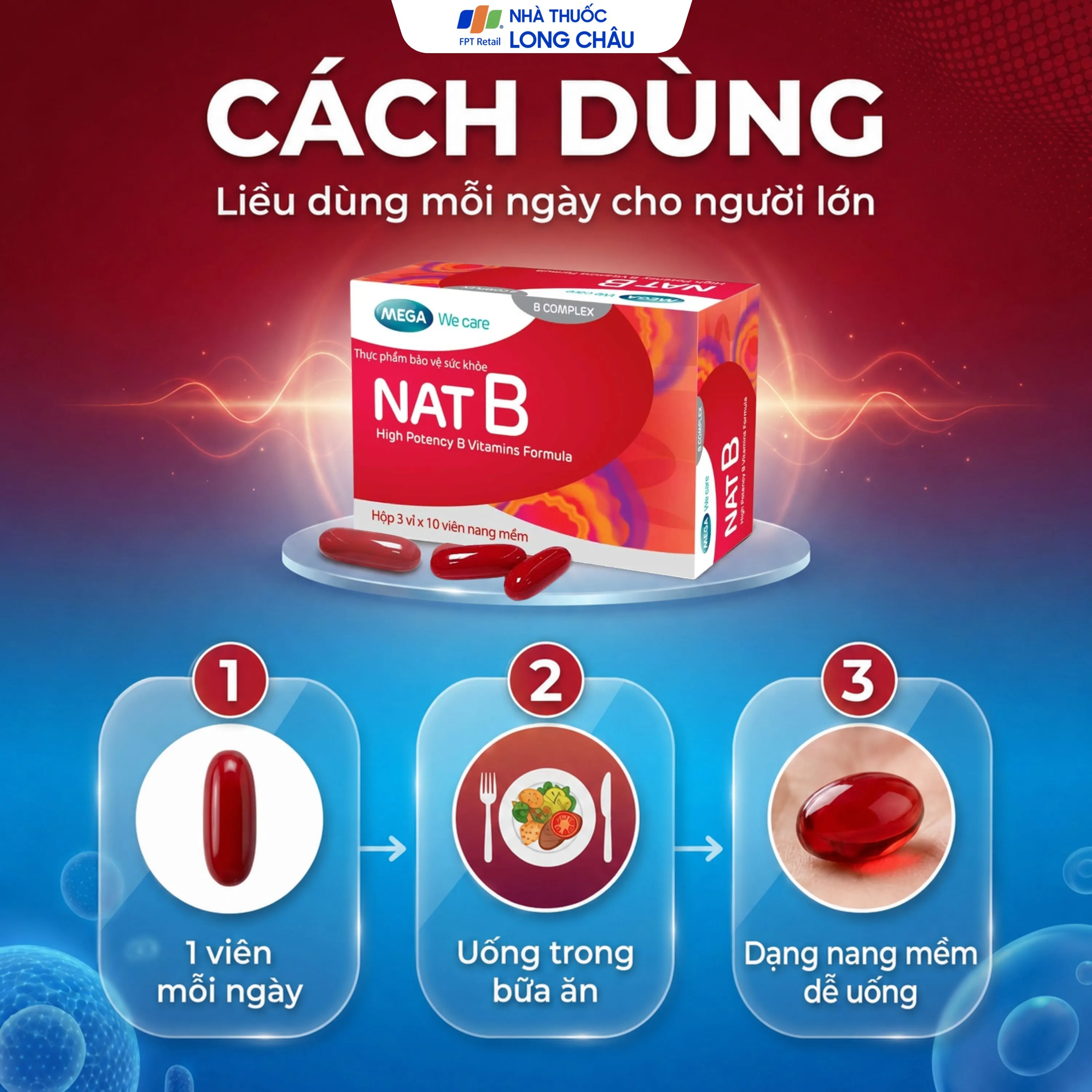 VIÊN UỐNG BỔ SUNG VITAMIN NHÓM B NAT B MEGA 3X10 5