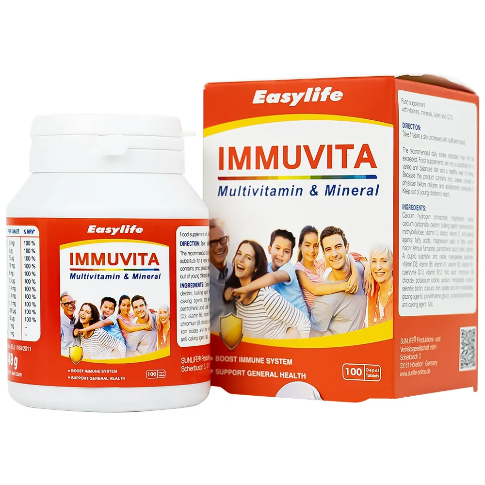 VIÊN UỐNG BỔ SUNG VITAMIN VÀ KHOÁNG CHẤT EASYLIFE IMMUVITA 100V