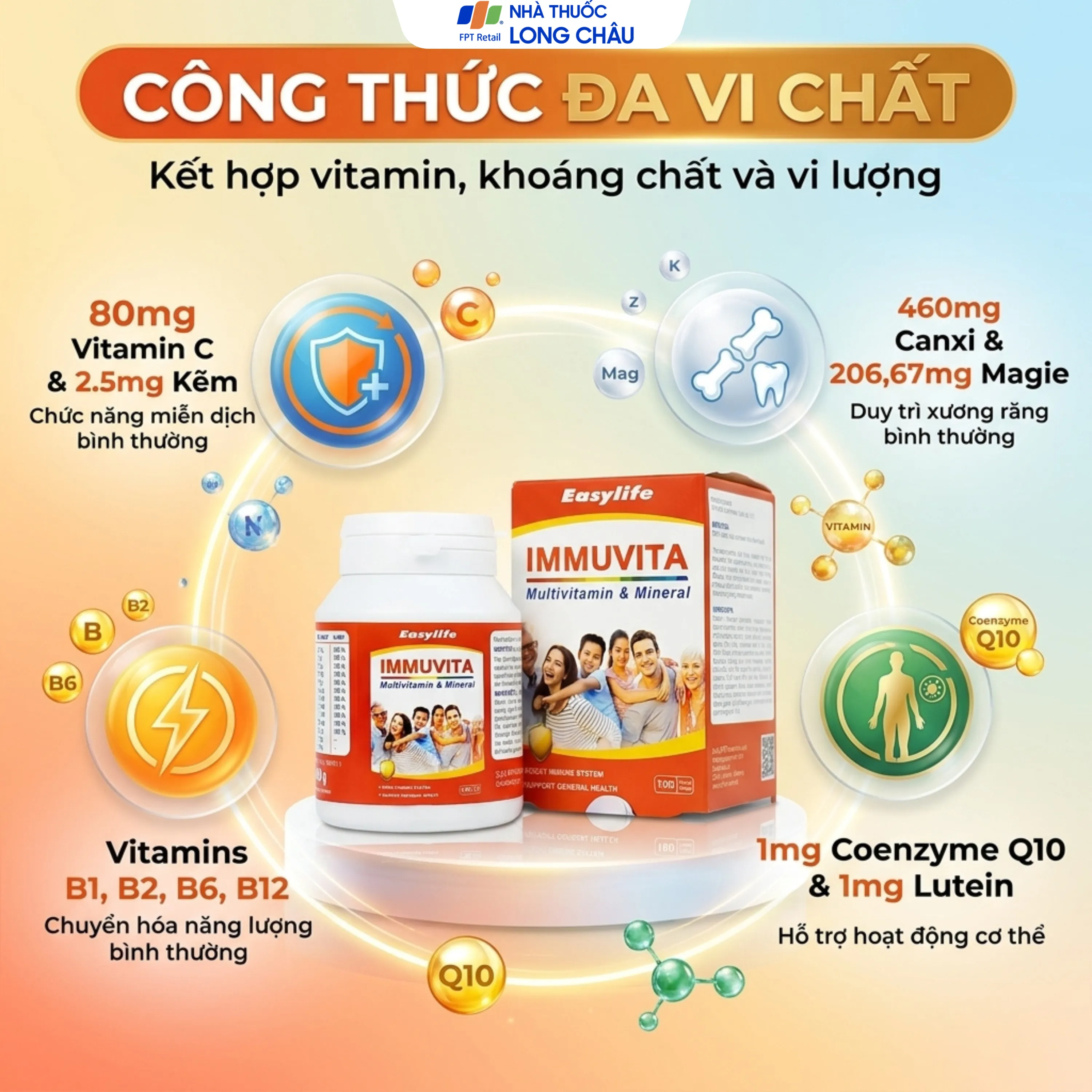 VIÊN UỐNG BỔ SUNG VITAMIN VÀ KHOÁNG CHẤT EASYLIFE IMMUVITA 100V 2
