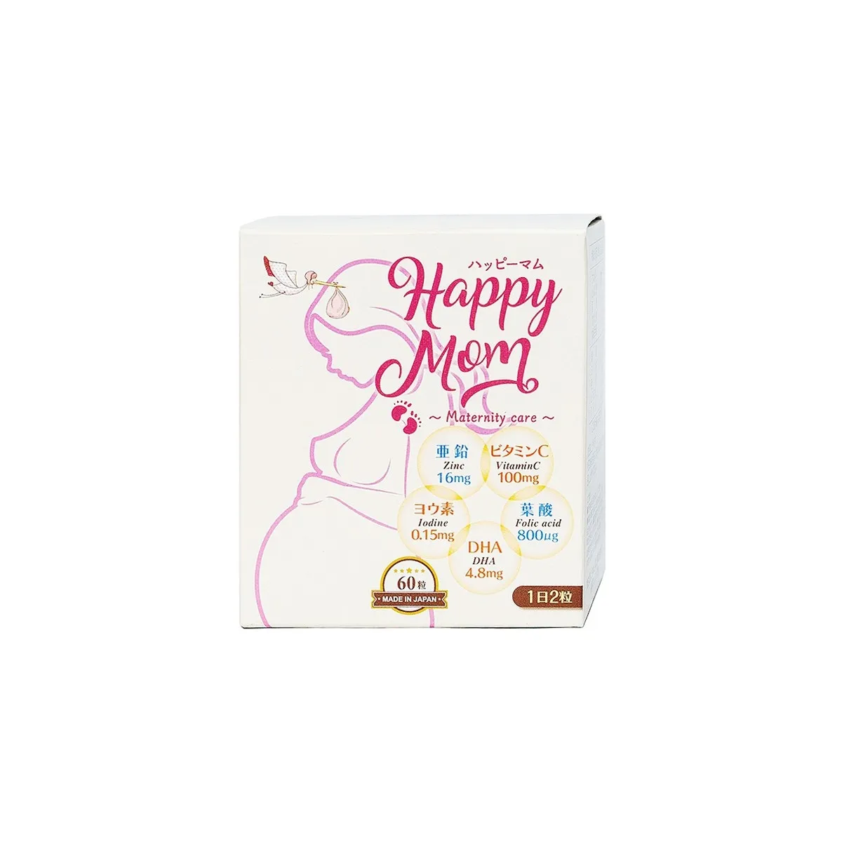 VIÊN UỐNG BỔ SUNG VITAMIN VÀ KHOÁNG CHẤT CHO BÀ MẸ TRƯỚC,TRONG VÀ SAU THAI KỲ HAPPY MOM JPANWELL 60V 3