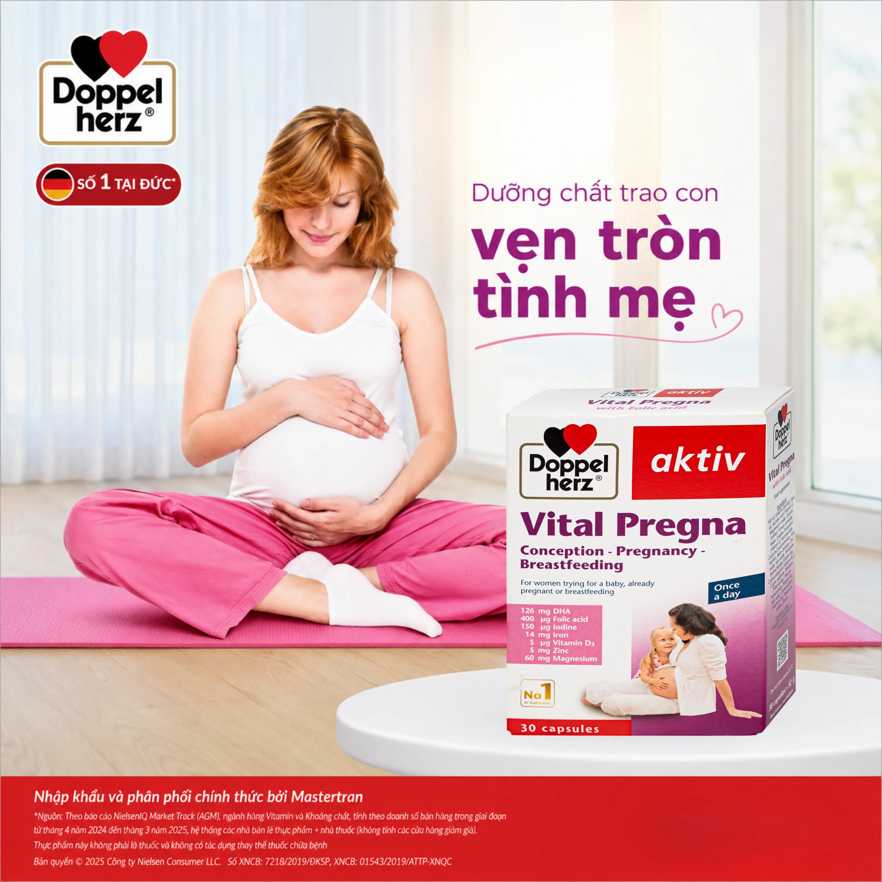 VIÊN UỐNG BỔ SUNG VITAMIN VÀ KHOÁNG CHẤT CHO PHỤ NỮ MANG THAI DOPPELHERZ AKTIV VITAL PREGNA 30V 2