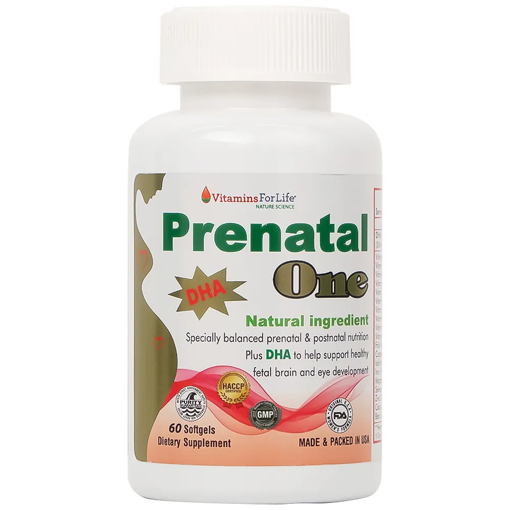 VIÊN UỐNG BỔ SUNG VITAMIN VÀ KHOÁNG CHẤT CHO PHỤ NỮ MANG THAI VÀ SAU KHI SINH PRENATAL ONE 60V 12